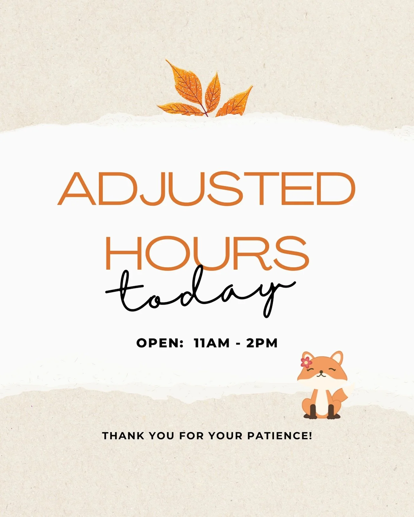⏰ Adjusted Hours Today! ⏰
We’ll be open 11–2 and we truly appreciate your patience and understanding as we pivot behind the scenes. 🧡 Every visit, DM, and kind word keeps this little shop going — thank you for rolling with us!
If