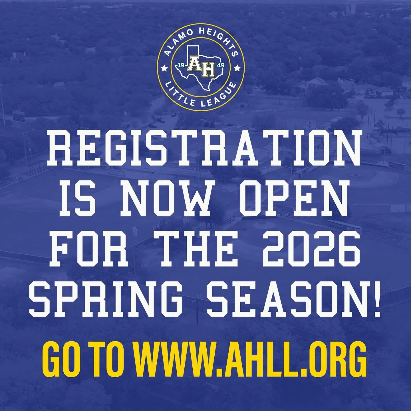SPRING REGISTRATION IS NOW OPEN!

Spring registration closes on December 23, 2025. There will be a $100 late fee after 12/23.

Please go to www.ahll.org and then click on Registration and Rules, then select your player&rsquo;s level (T-Ball, Baseball