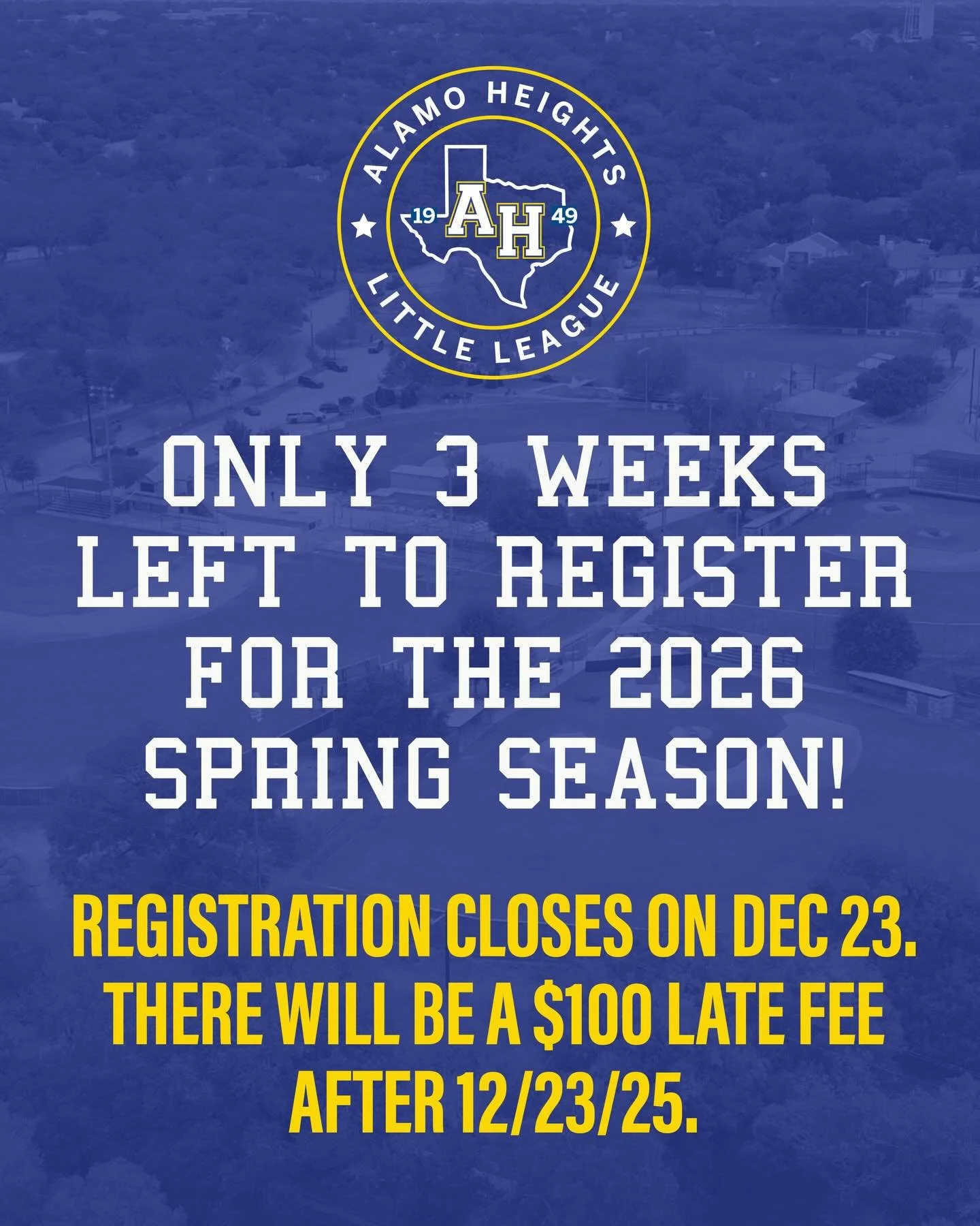 There are only 3 WEEKS left to register for the 2026 Spring season! Registration closes on December 23, 2025. There will be a $100 late fee for all registrations after 12/23/25 - no exceptions. Please go to www.ahll.org to register today. 

Are you i