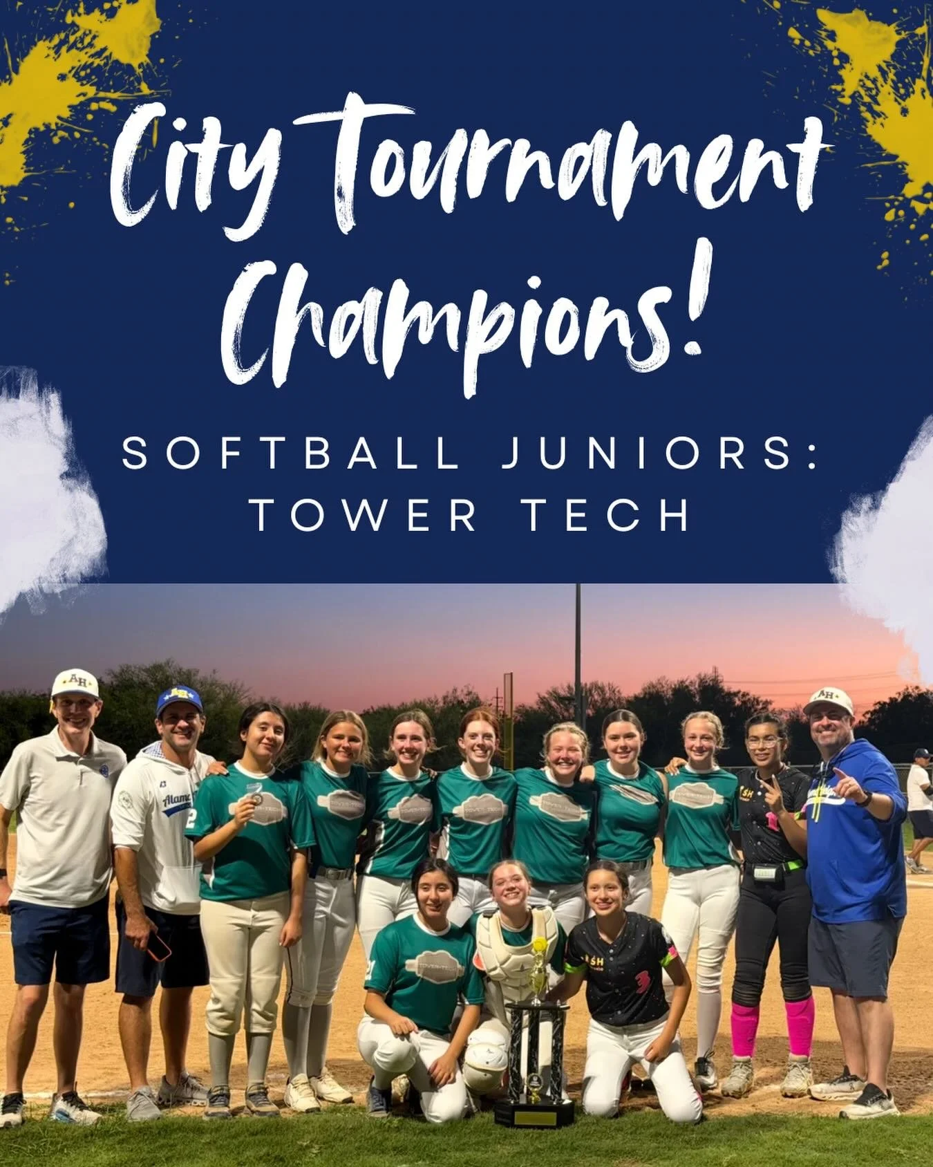 CONGRATULATIONS to AH Juniors Softball (Tower Tech): City Tournament CHAMPIONS! 👏🥎💙💛