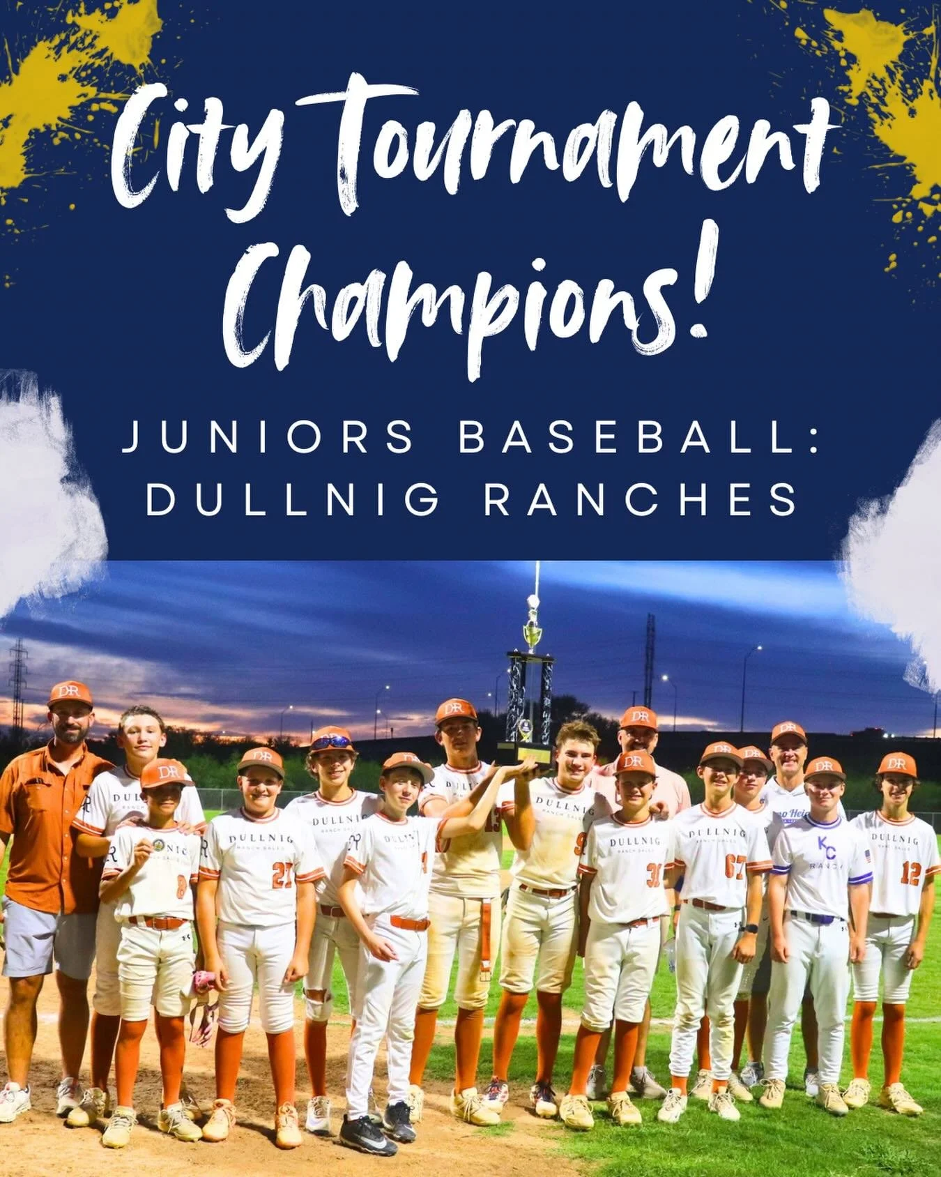 CONGRATULATIONS to AH Juniors Baseball (Dullnig Ranches): City Tournament CHAMPIONS! 👏⚾️💙💛