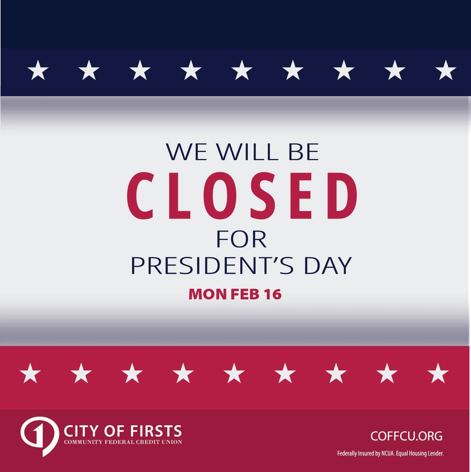 Closed on Monday, February 16