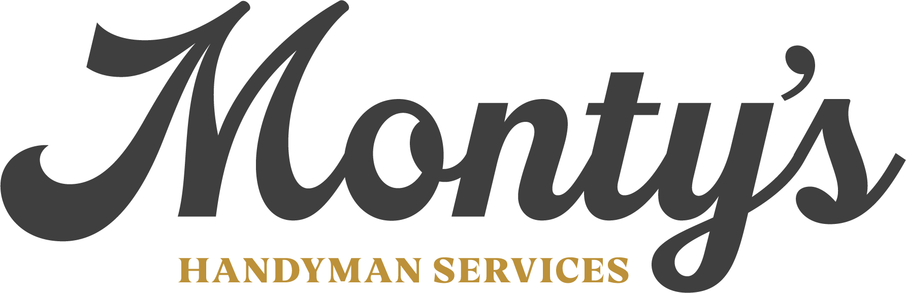 Monty's Handyman Services logo with the name in large black and gold text