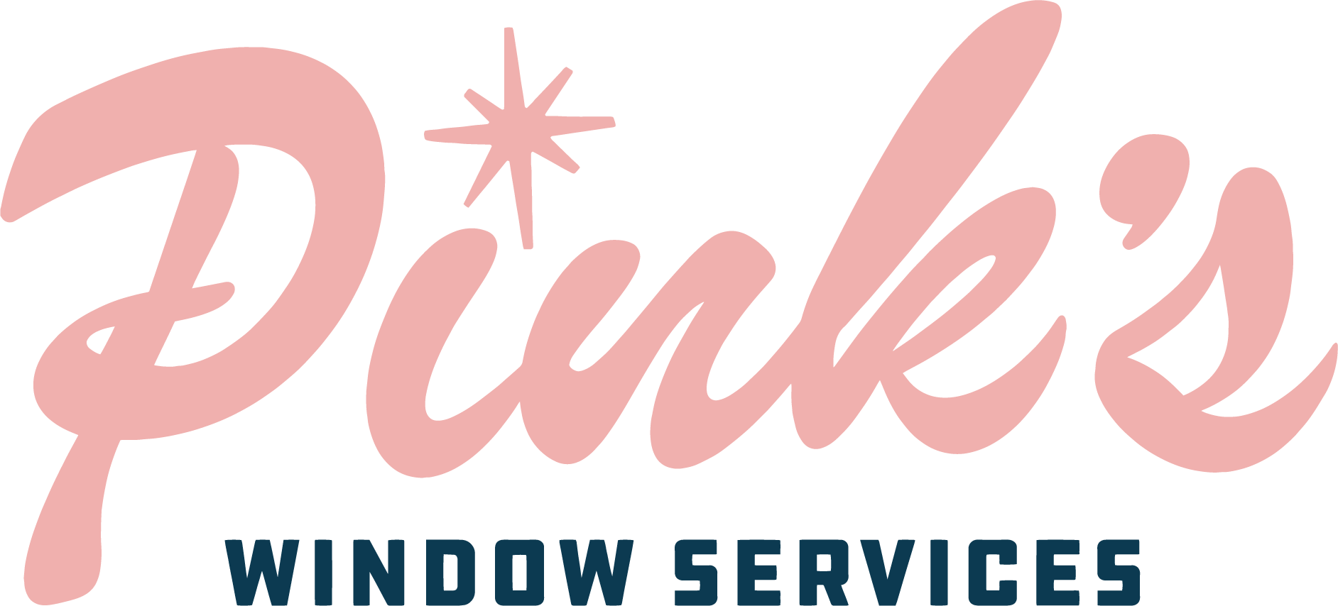 Pink handwritten-style text that says "Pinnate" with a star and the words "Window Services" in dark blue underneath.