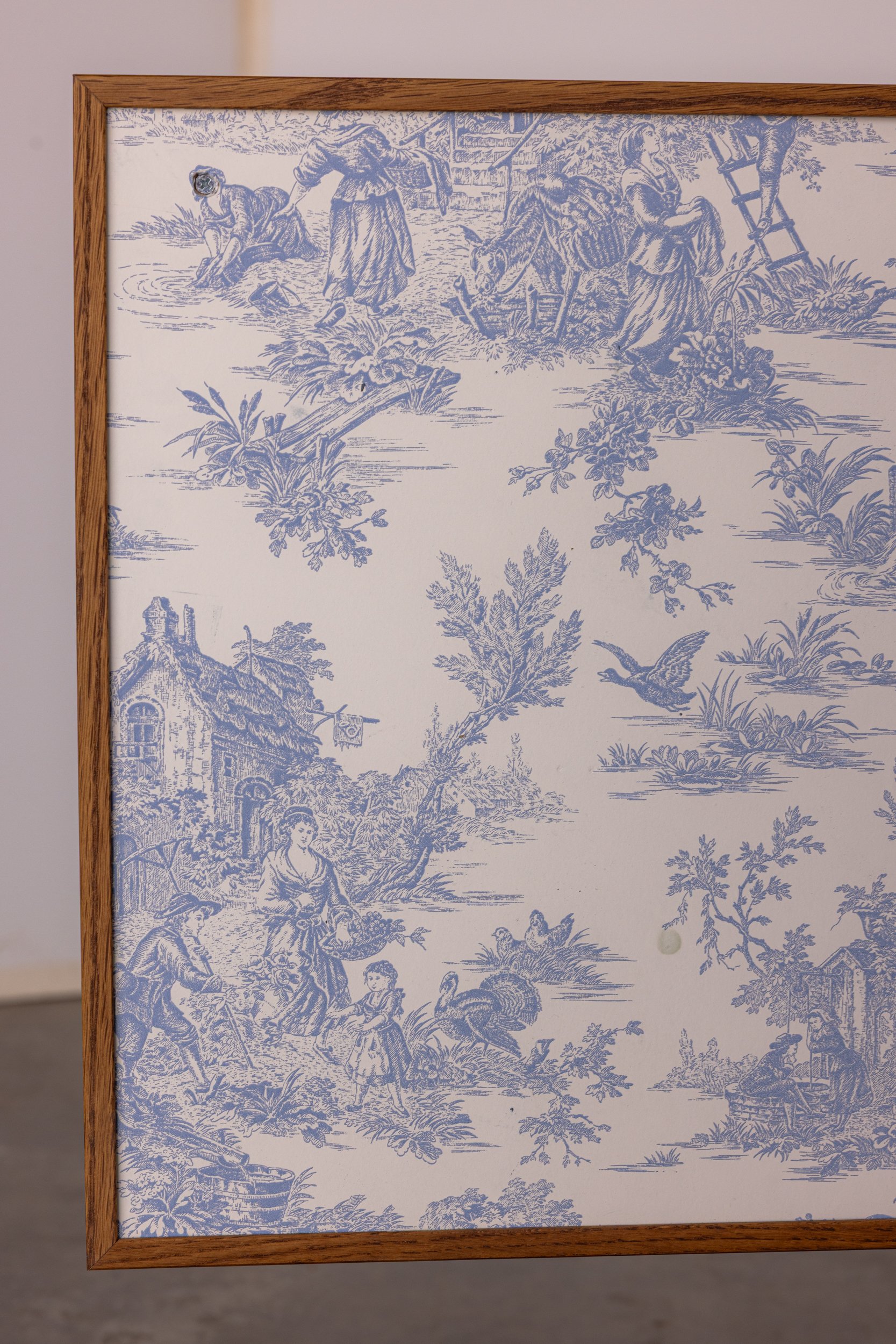 Fumed Oak w/ Chinoiserie Wallpaper Lining