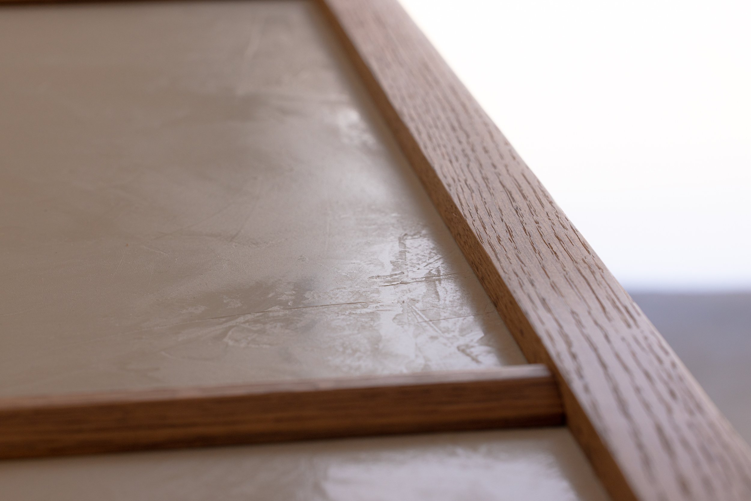 Fumed Oak w/ Off White Venetian Plaster