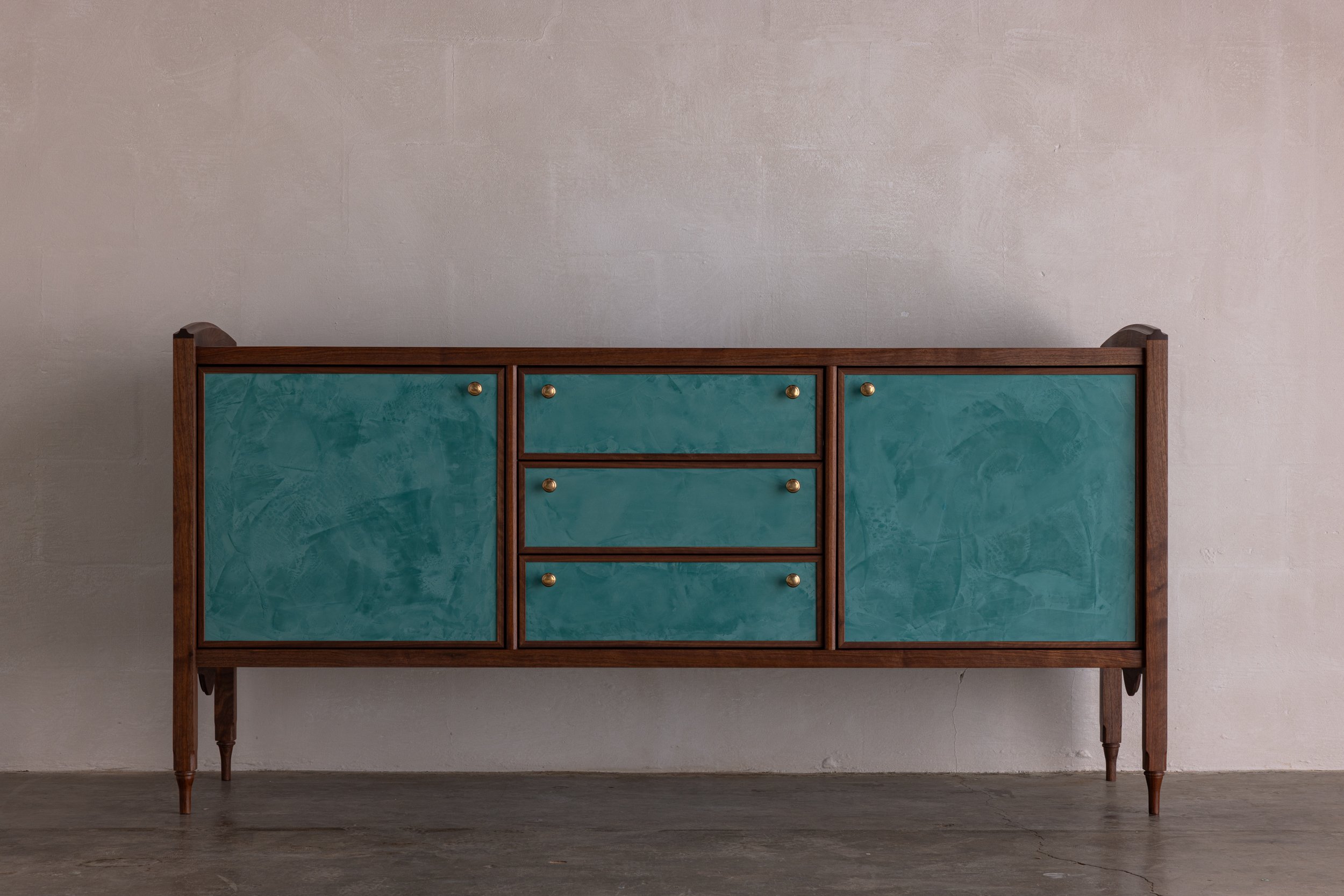 Oiled Walnut w/ Custom Turquoise Venetian Plaster