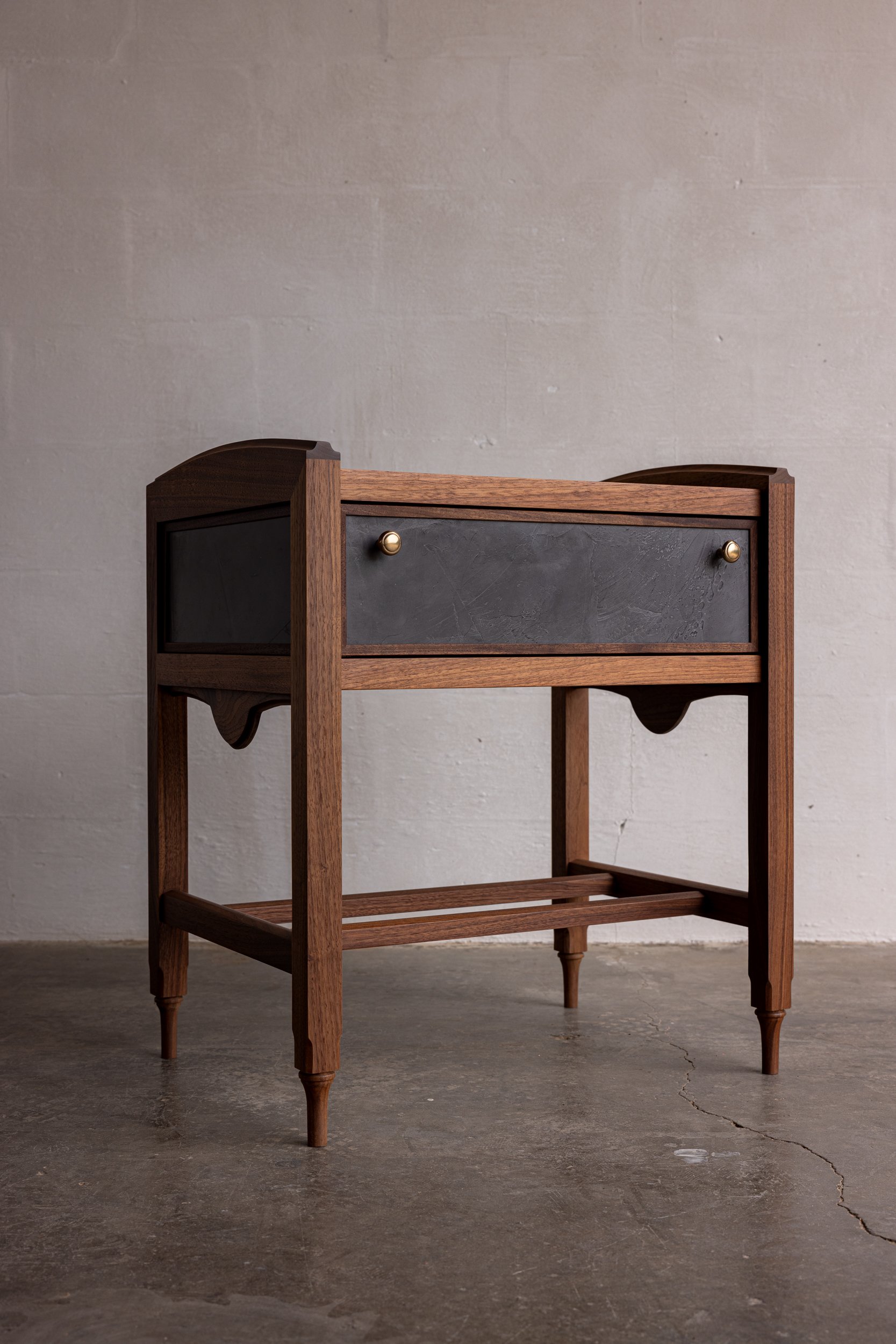 Oiled Walnut w/ Off Black Venetian Plaster