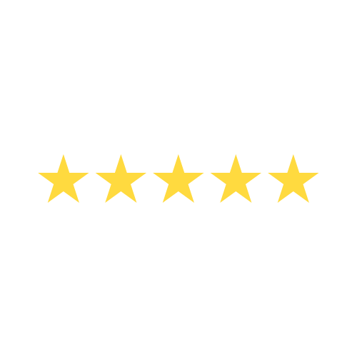 Five gold stars arranged in a horizontal line.