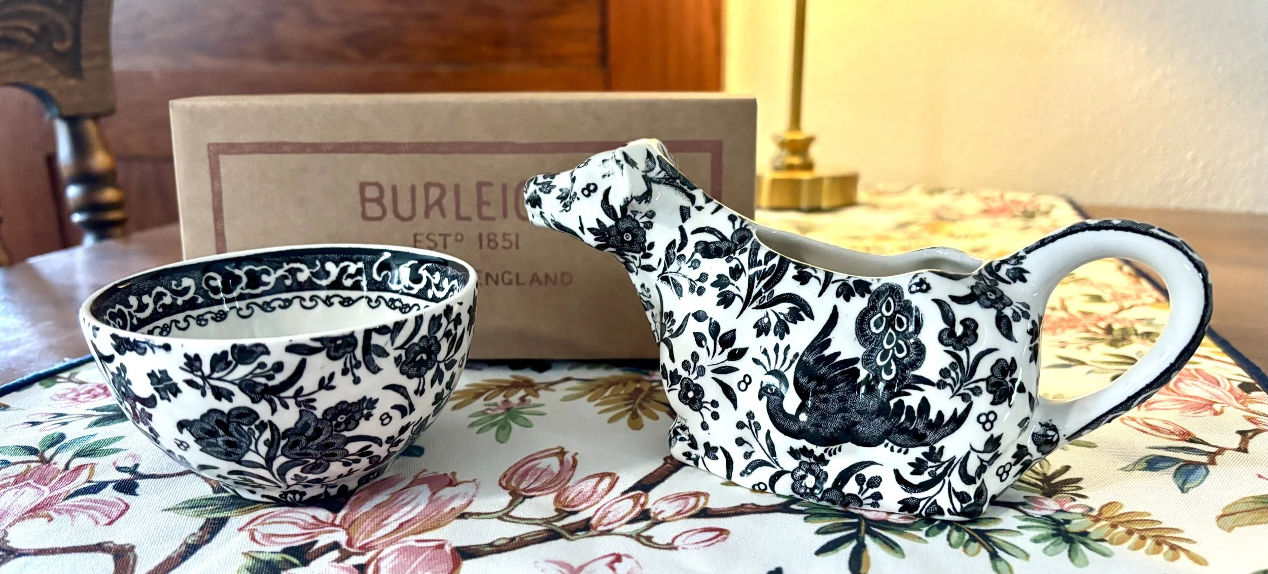 I love English pottery, especially Burleigh.  Your afternoon tea may be served on one of the 3-tiered trays!