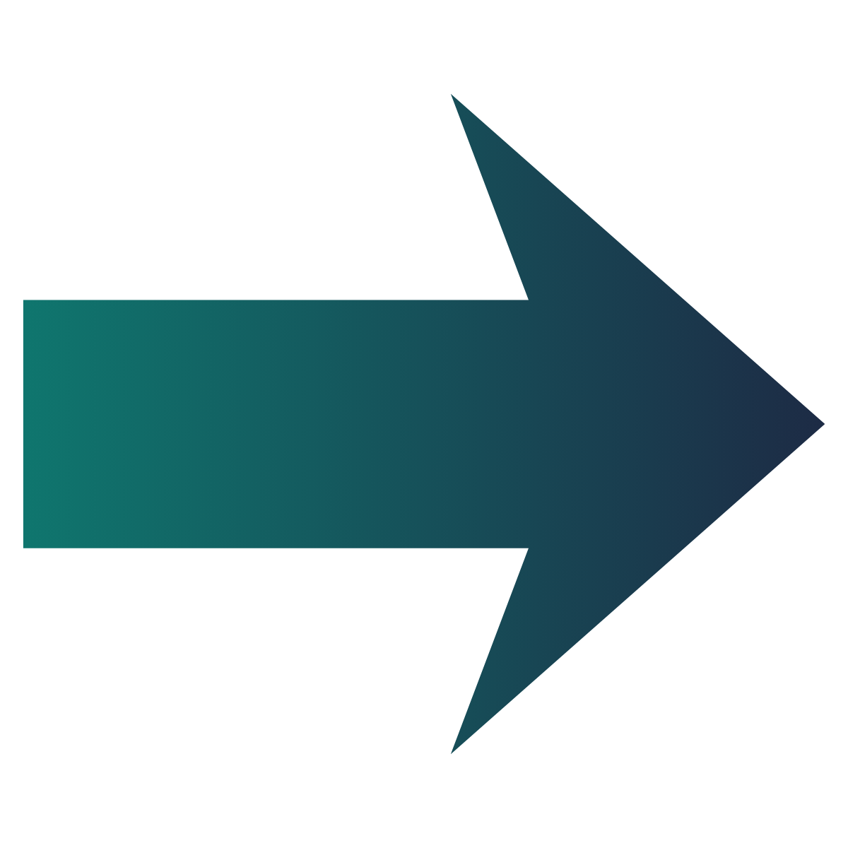 A large, right-pointing arrow with a gradient color transitioning from teal to dark blue.