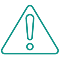 Warning sign with an exclamation mark inside a triangle.
