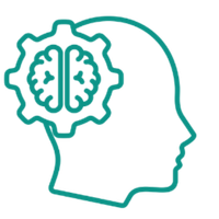 Outline of a person's head with a brain inside