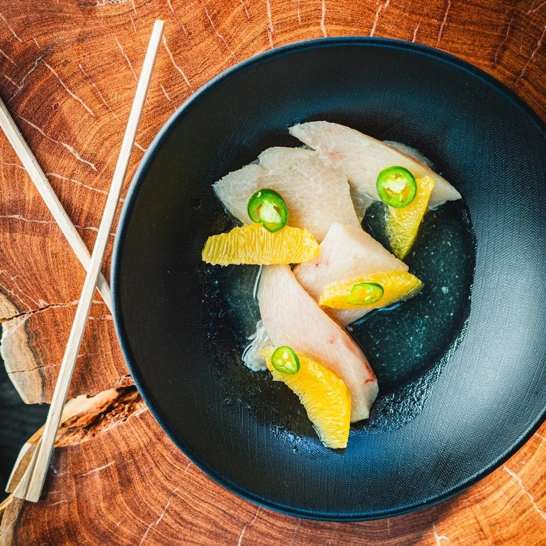 fresh fish, served daily! Our hamachi with smoked white ponzu, serrano, and grapefruit is bright, savory, and addictive. Come give it a try!