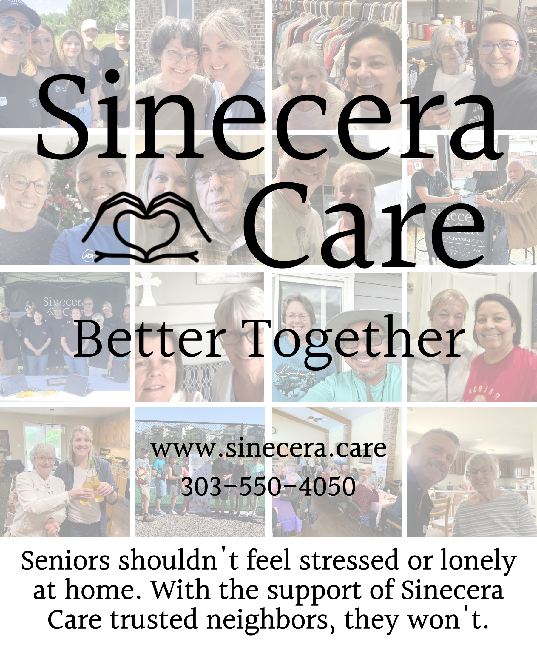Seniors shouldn't feel stressed or lonely at home. With the support of Sinecera Care trusted neighbors, they won't.
