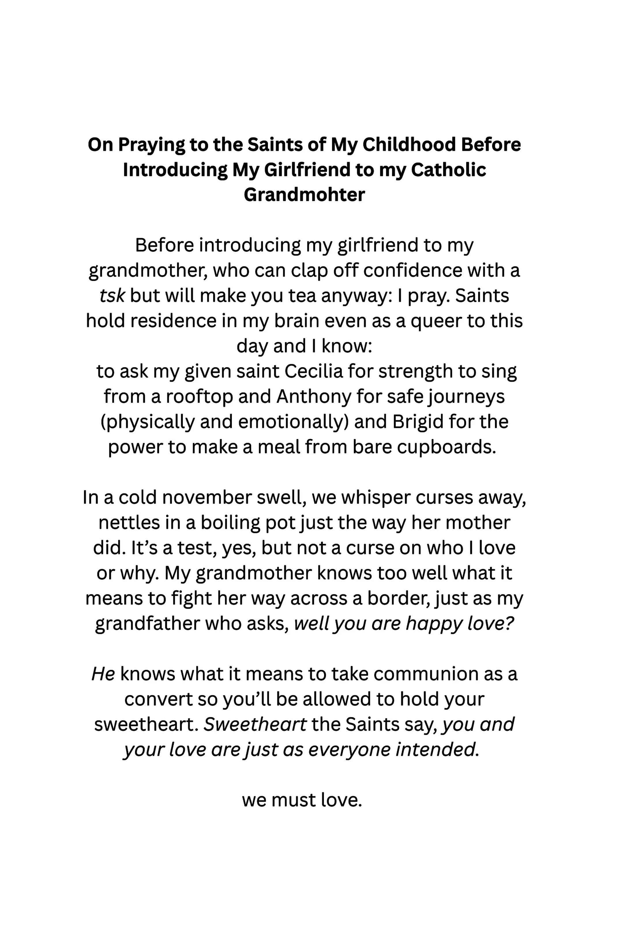 Cat Jensen - "Saints Poem" - 2026