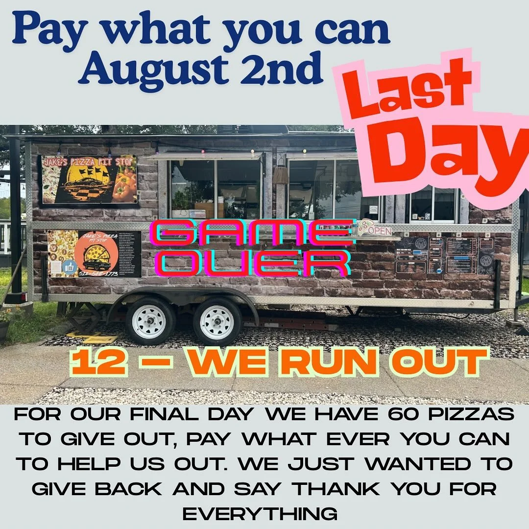 ✨ THANK YOU, COMMUNITY ✨
From the bottom of our hearts, thank you for the love and support that made this all possible. 💛

📅 Tomorrow, August 2nd, is our final day.
We&rsquo;ll be making 60 large pizzas and 50 small pizzas&mdash;using up the last o