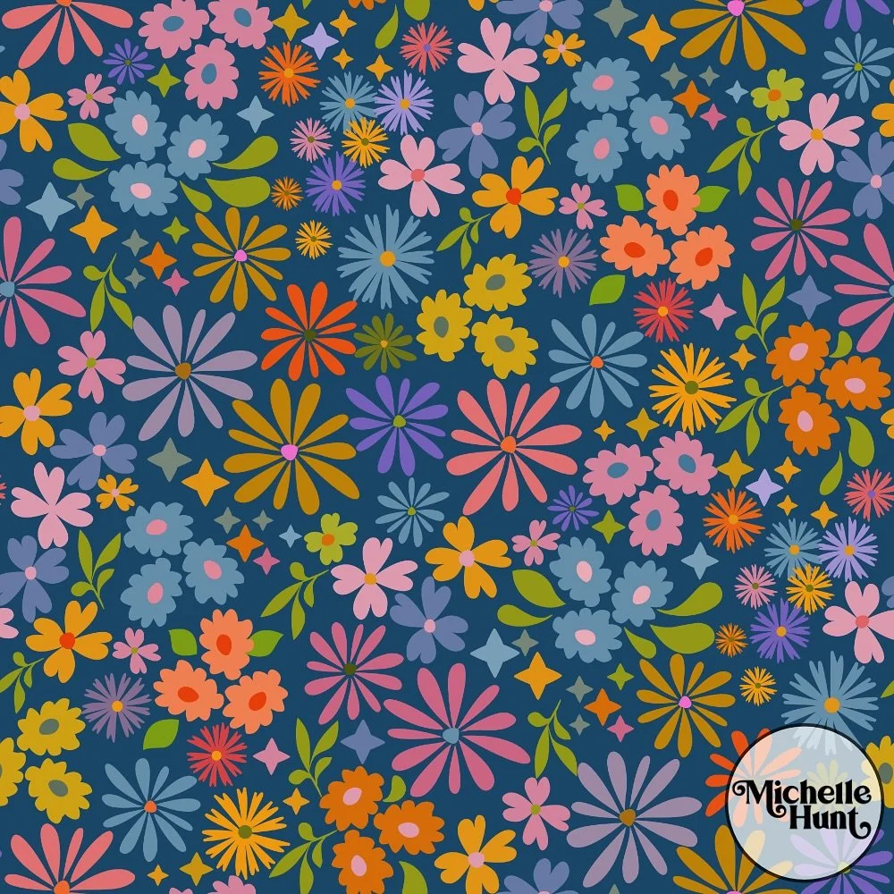 A millefleur design is made of many flowers and plant motifs. I love this kind of pattern as it feels like getting lost in a magical garden 🌷🌻🌺 ✨ This design is with a beautiful (and on trend) teal background, but there are many colorways to choos