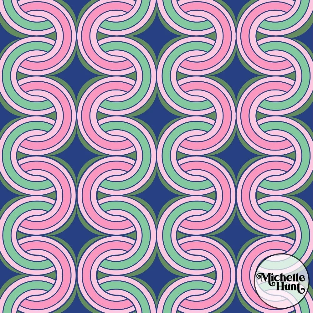 Not sure if I should describe this as interlocking or interwoven? Anyway, it&rsquo;s called Intertwined Geometric in my Spoonflower shop. 

#70saesthetics #groovy #opart #psychedelicdecor #70swallpaper #retropattern #seventiesstyle #70shome