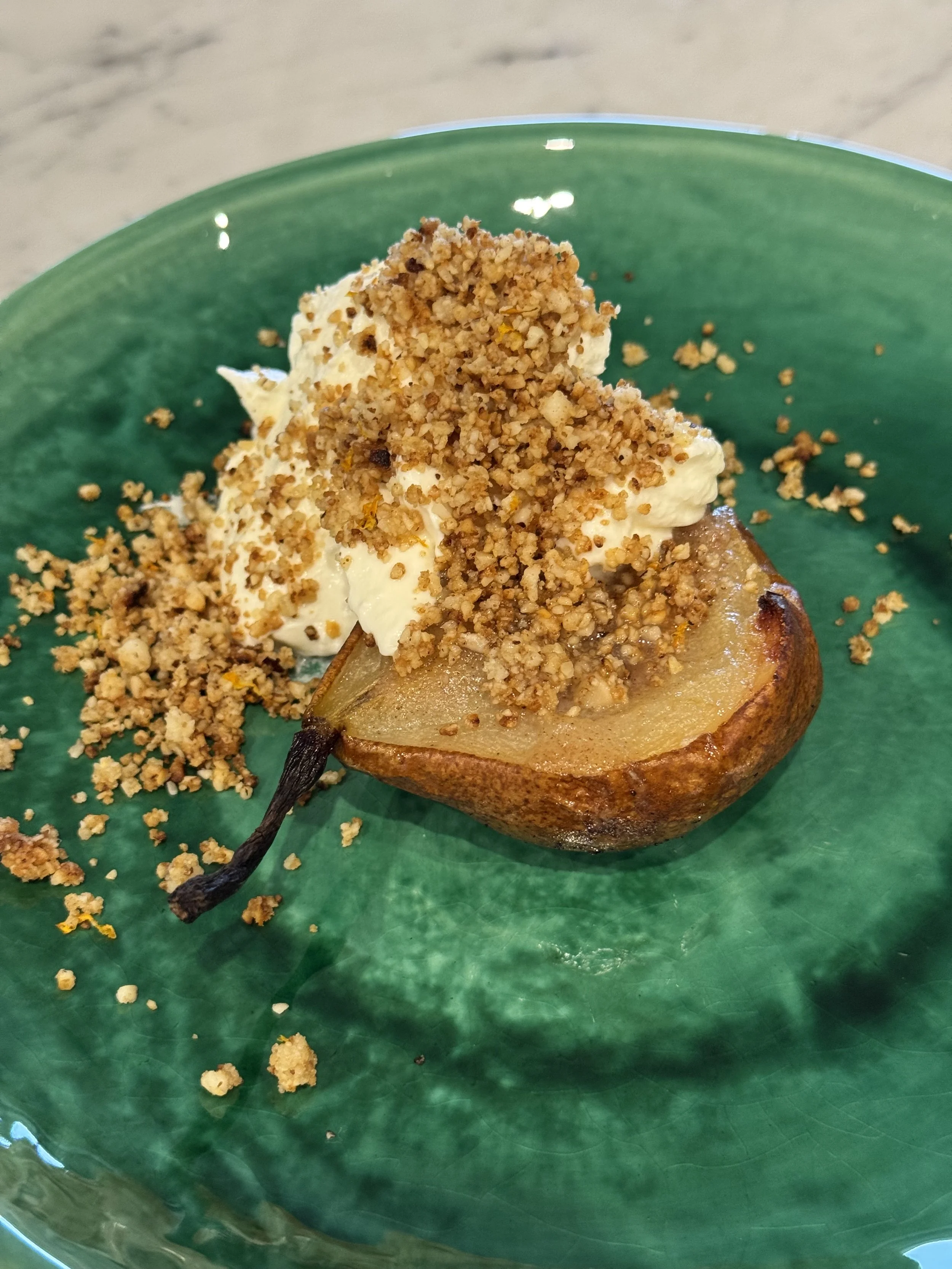 Roast Pears with Brazil Nut Crumble