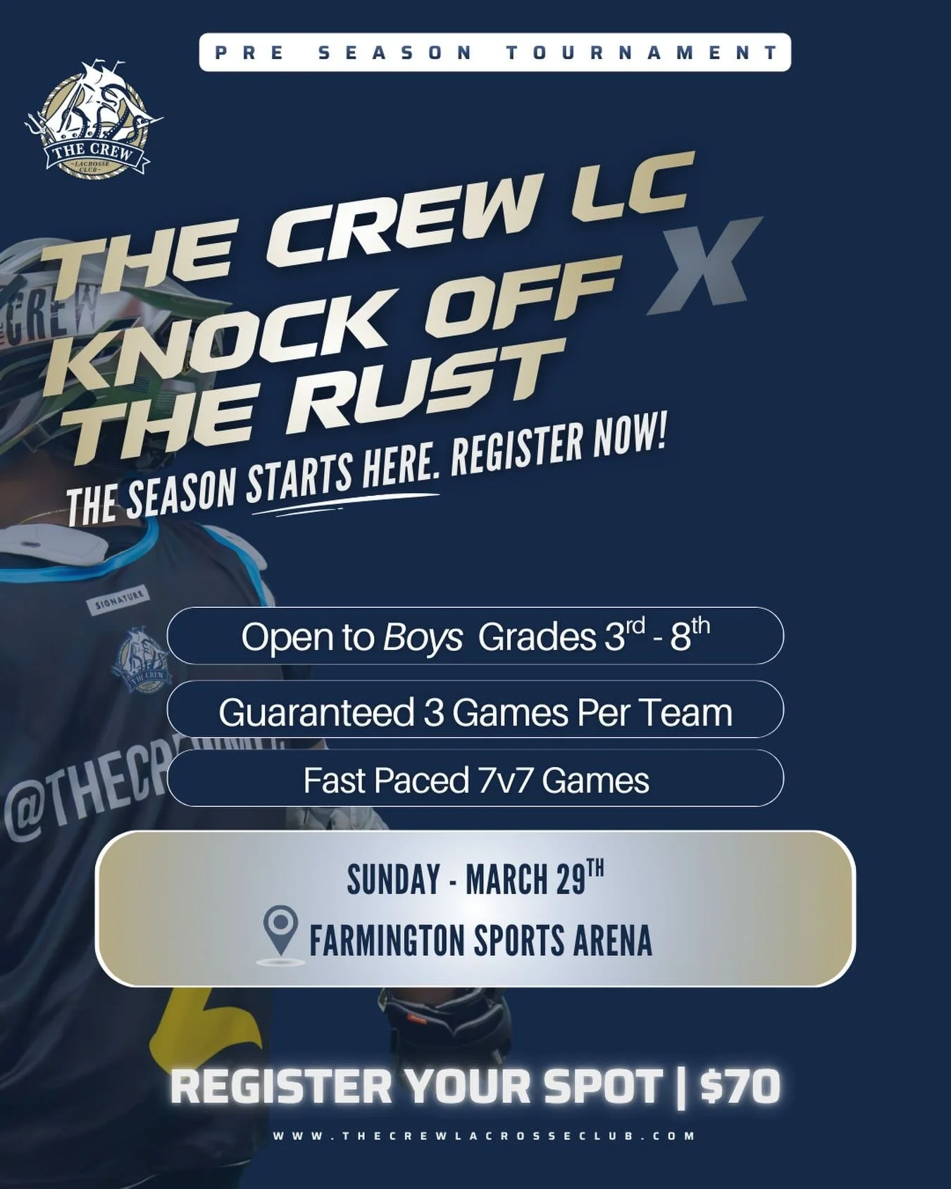✌️ MORE WEEKS ✌️

March 28th @thecrewmlc are headed to Knock Off The Rust Tournament with all of our boys youth teams! 

Last Chance To Sign Up Is This Weekend! 
Link In Bio!
Discounts available for 3/4 Grade Boys! 
&bull;
&bull;
@byroncatroppa @matt