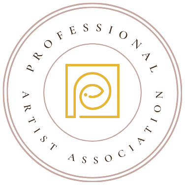 a gold circle within a gold circle with text between the circles and a gold logo in the center on a white background