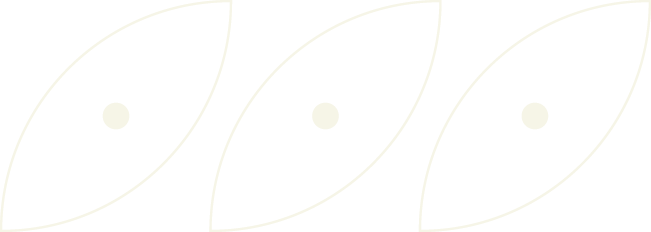 Tres diagramas de formas ovaladas con un círculo en el centro de cada uno, todos alineados en línea recta sobre un fondo negro.