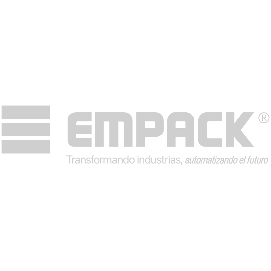Imagen de fondo con logo y slogan de la empresa EMPI, con el texto 'Transformando industrias, automatizando el futuro'