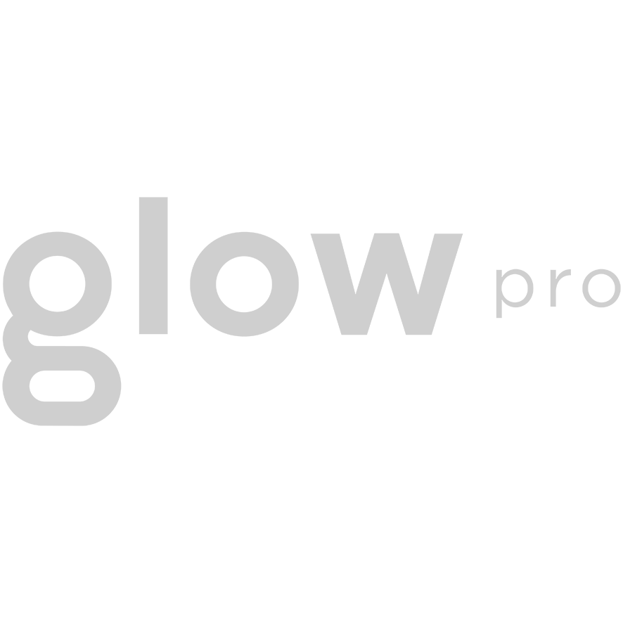 Texto en la imagen que dice 'glow pro' en letras grandes y 'pro' en letras pequeñas al lado derecho sobre fondo transparente.
