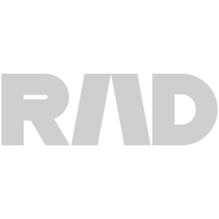 Logotipo deRID en letras grandes y grises, con fondo negro.