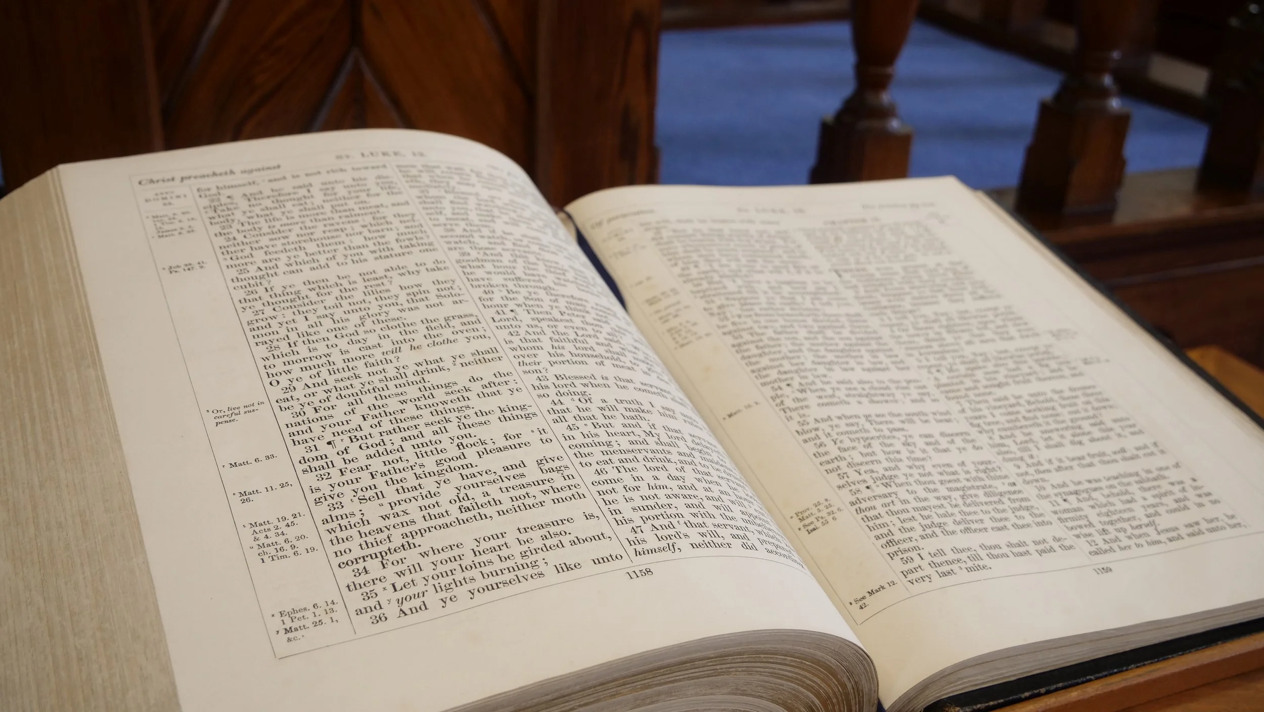 Close-up of an open Bible