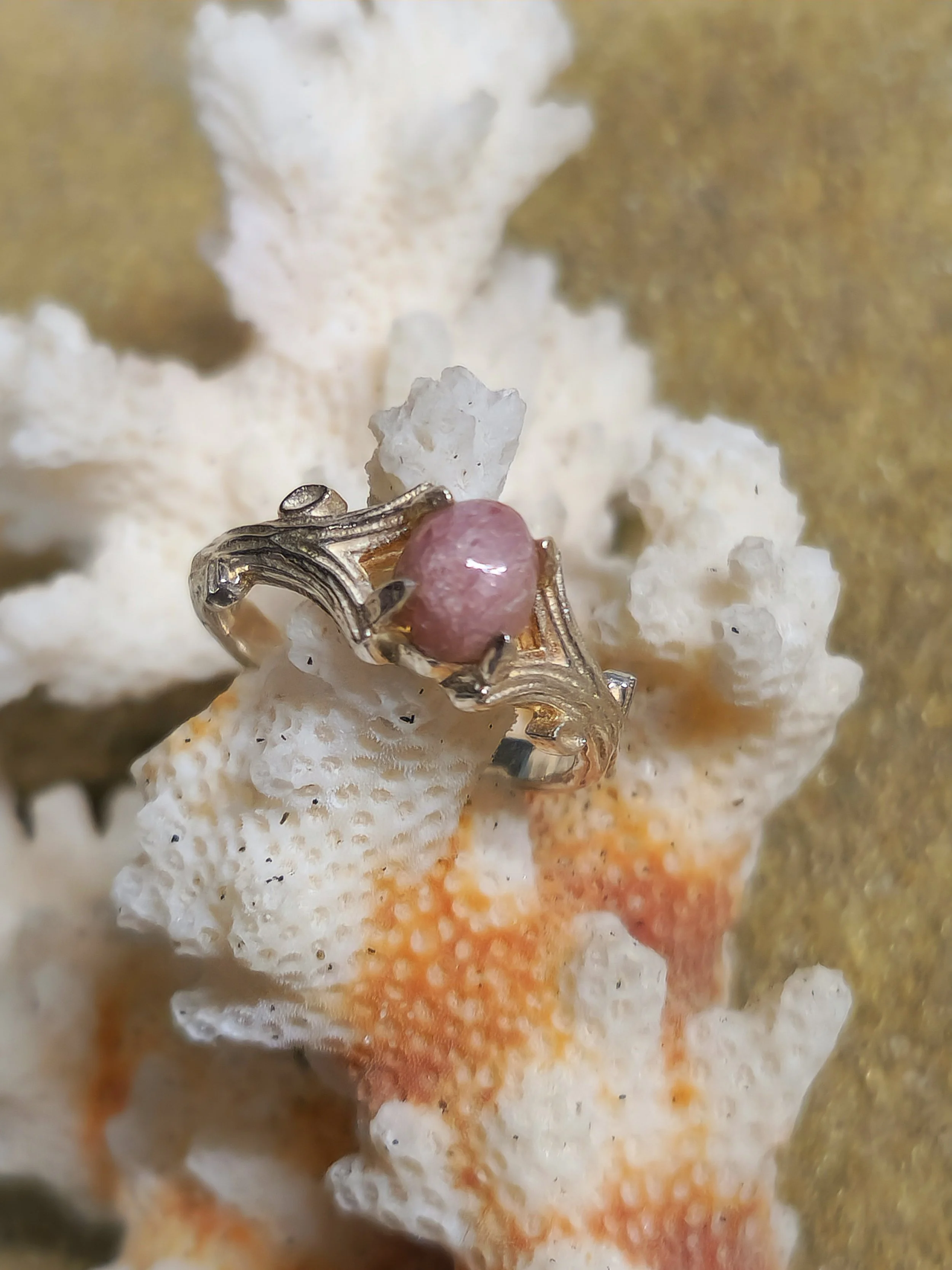 Brazilian Pink Tourmaline Ring in a Branch Shank