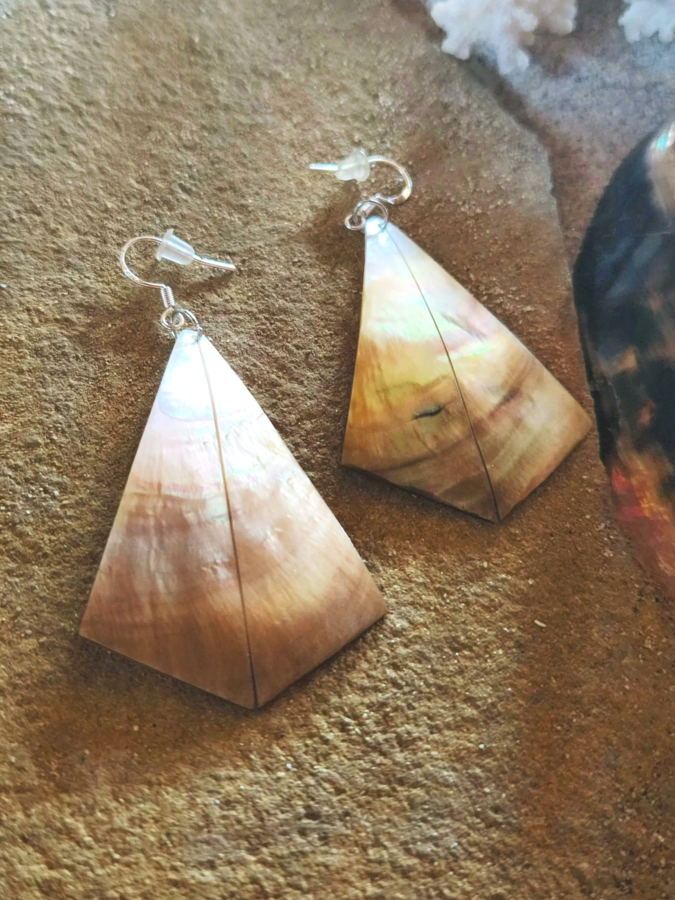 Black Pearl Shell Irregular Cut Earrings