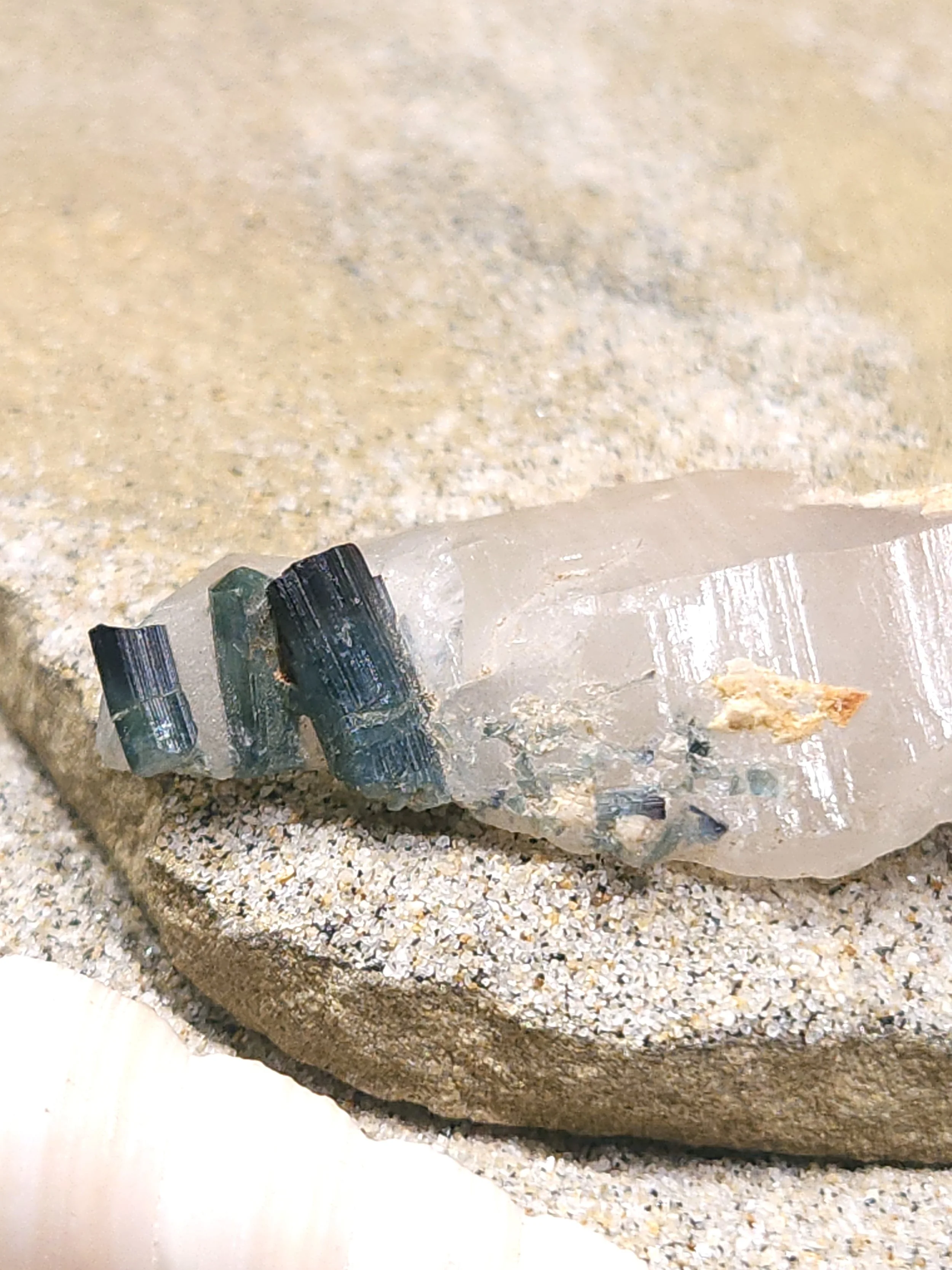 Tourmaline (Blue with Black Cap), in Quartz matrix