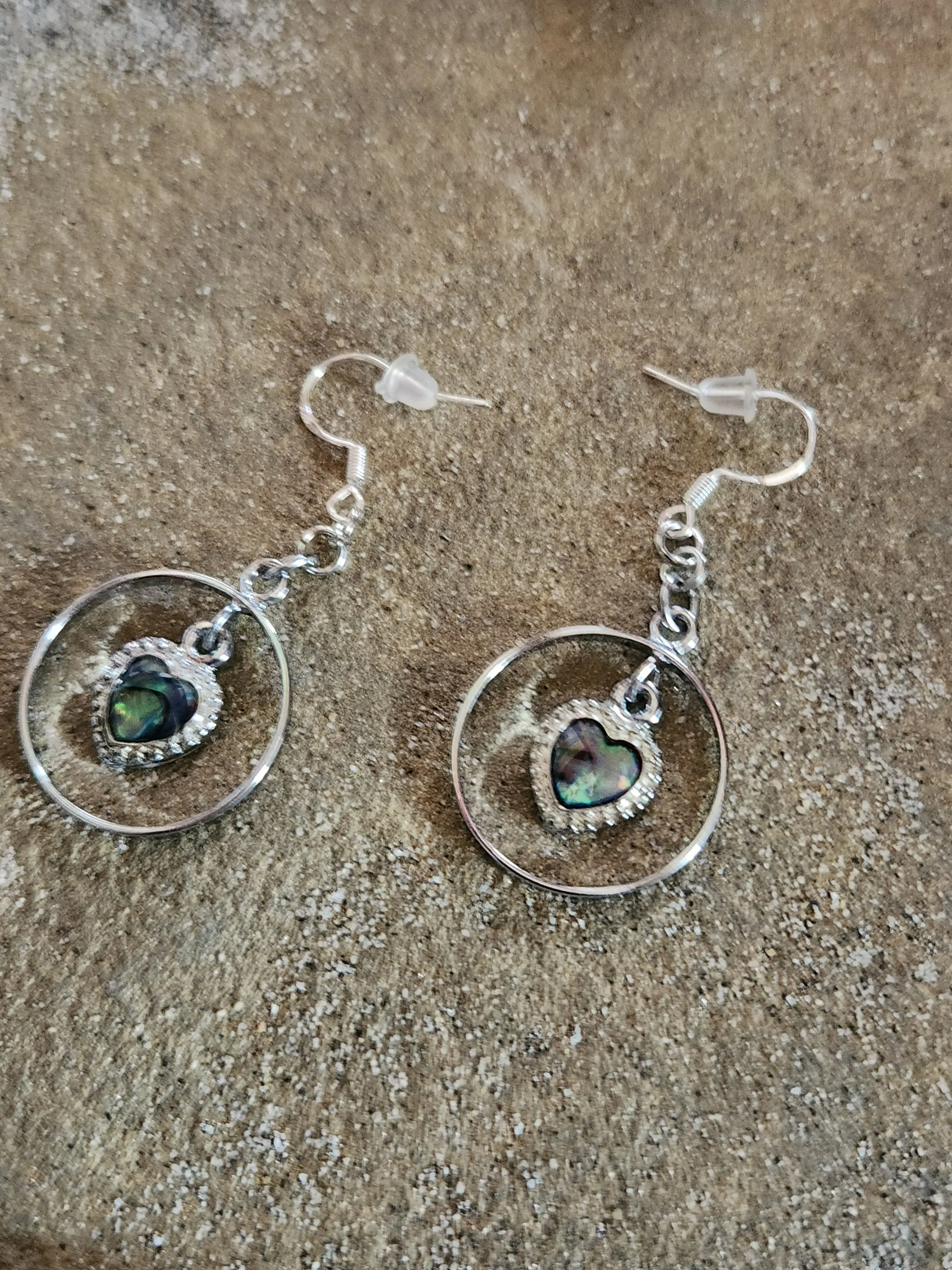 Abalone Heart Hoop Earrings