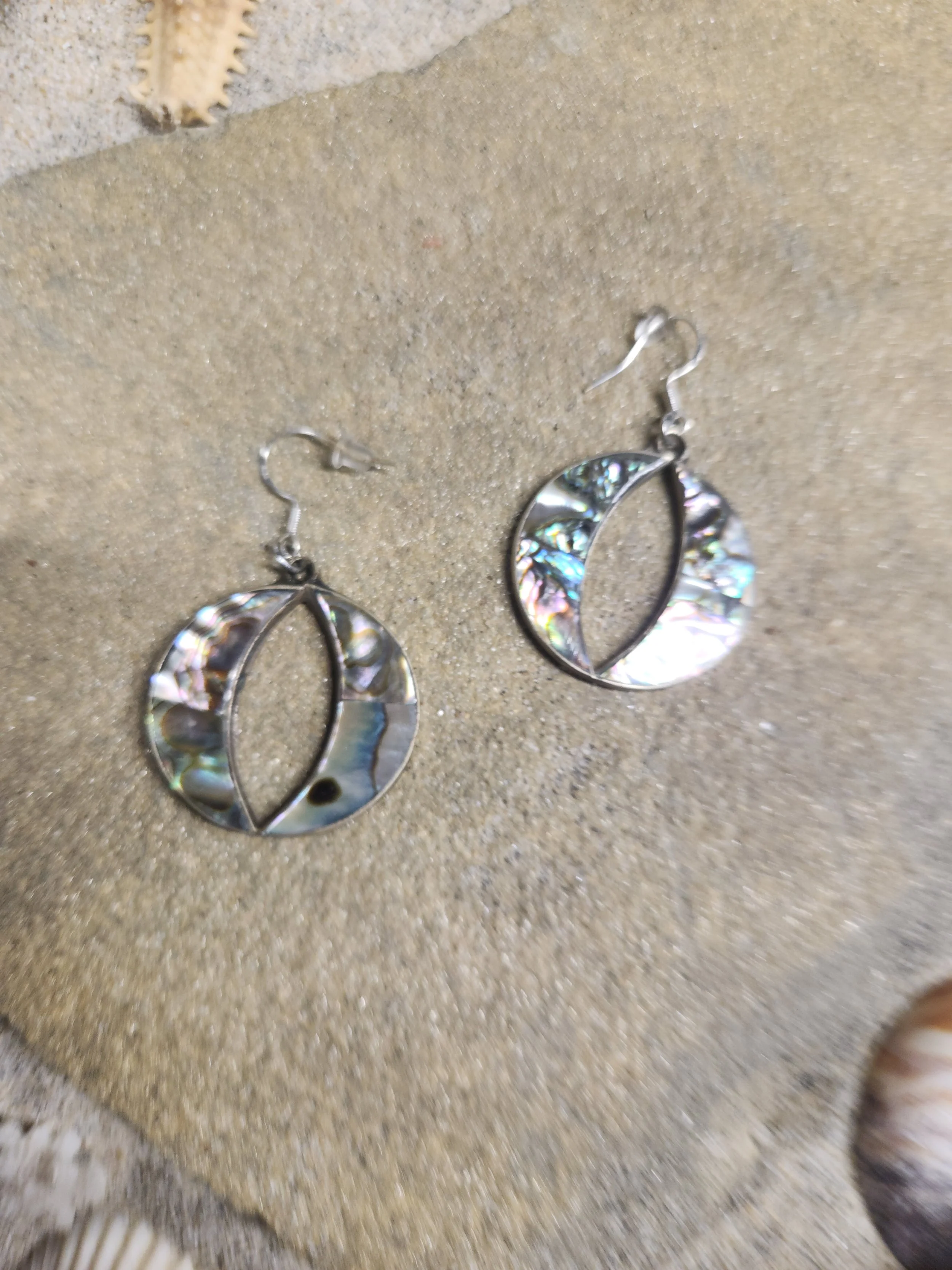 Mexican Abalone Shell Cat's Eye Cut Earrings