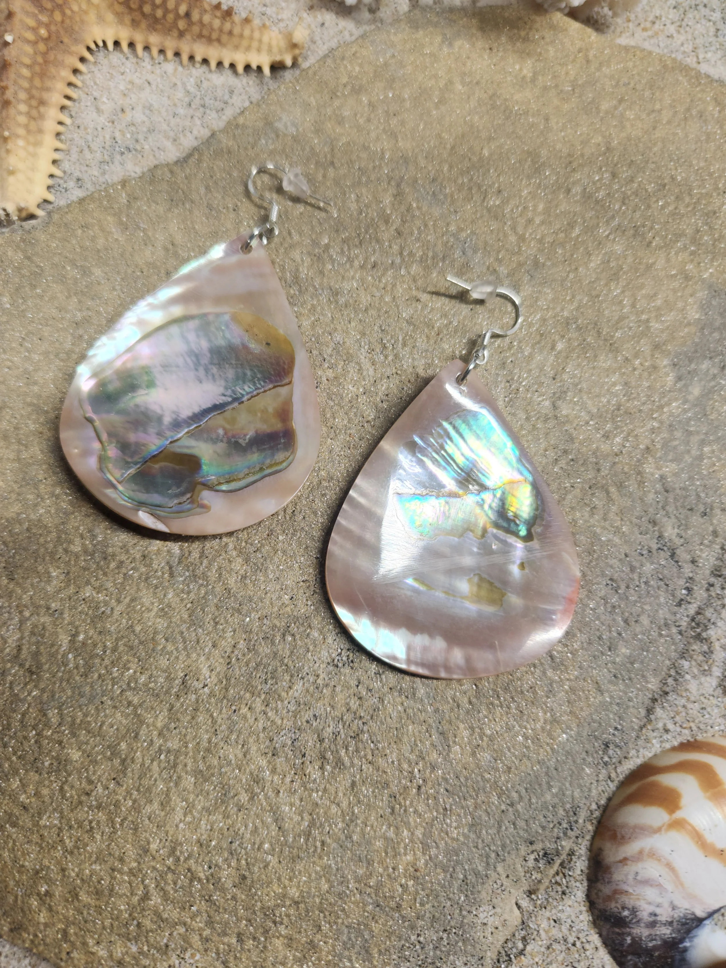 Mexican Abalone Shell Pear Cut Earrings
