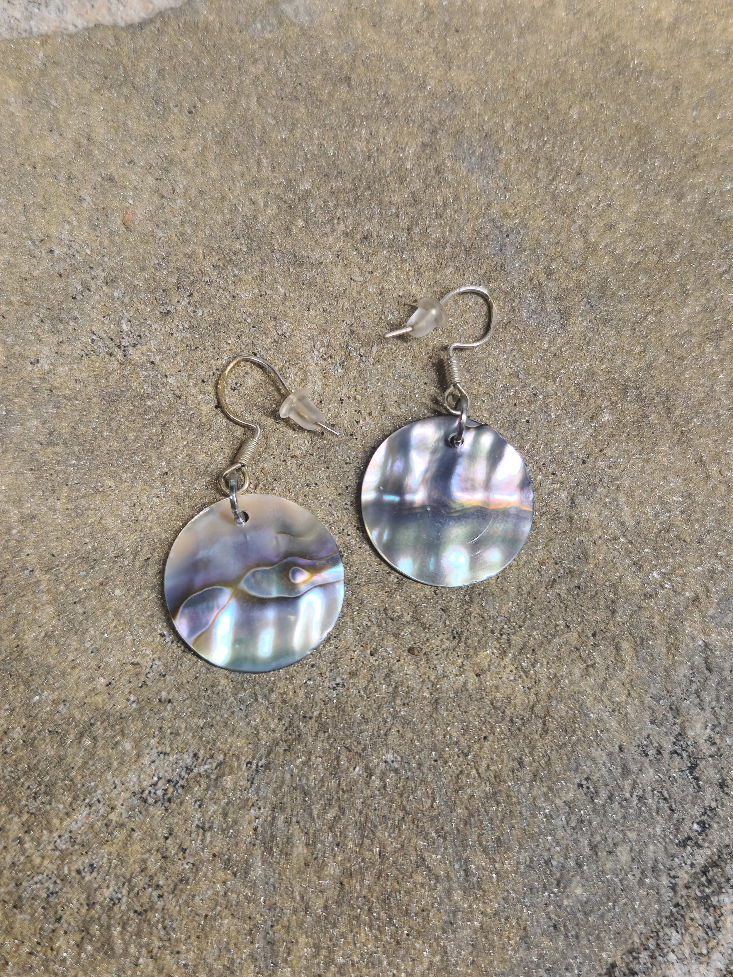 Abalone Shell Circular Cut Earrings