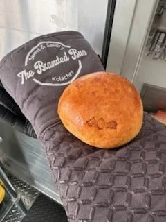 Each of our savories is branded...that is why we are called The Branded Bun!