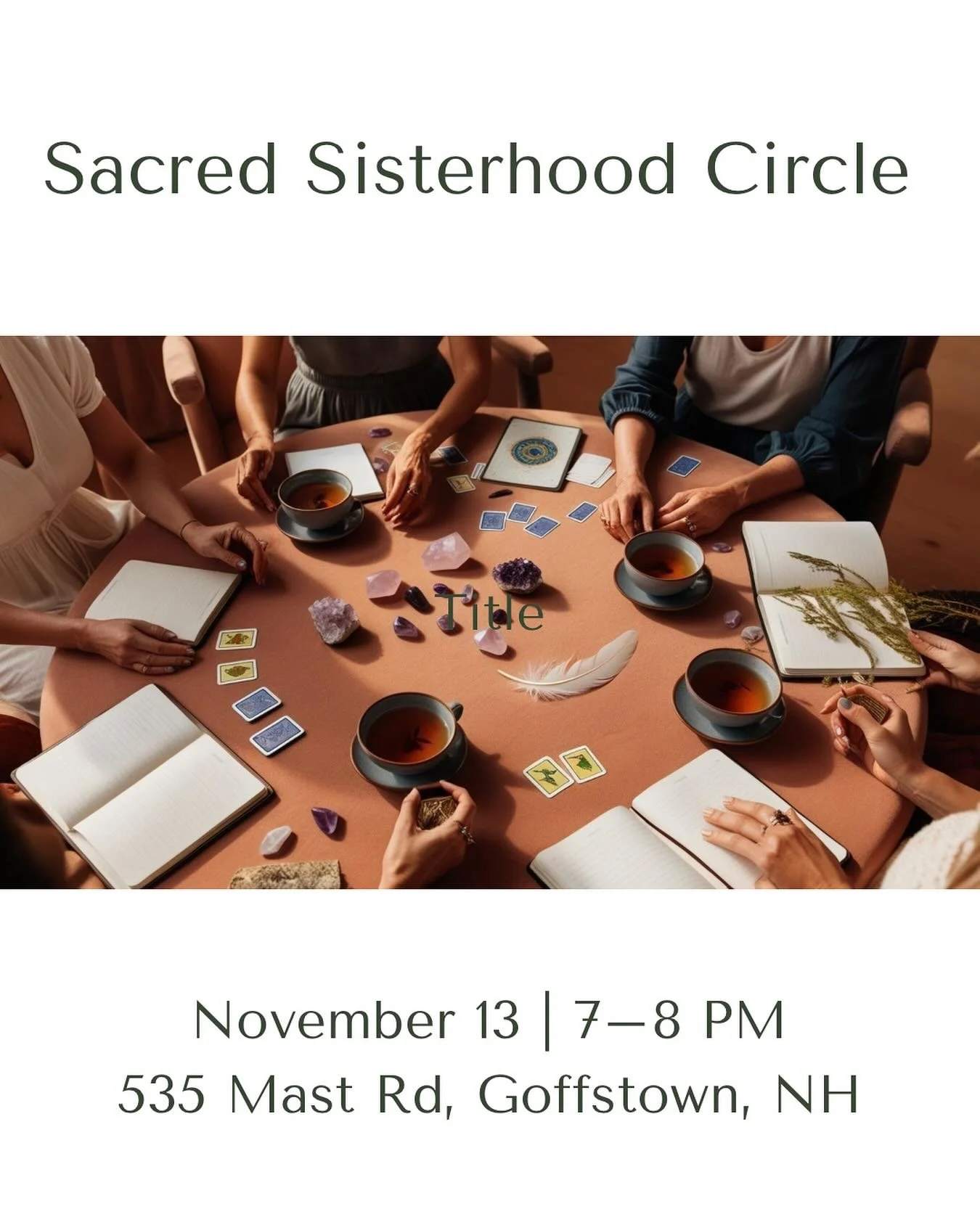 Drop in for an evening of reconnection and sacred sisterhood in community with Jess and Nell.

Sacred Sisterhood Circle

Join us for a heart-centered evening featuring:
Guided Shamanic Journey
EFT Tapping &amp; Somatic Tools for Stress Relief
Oracle 