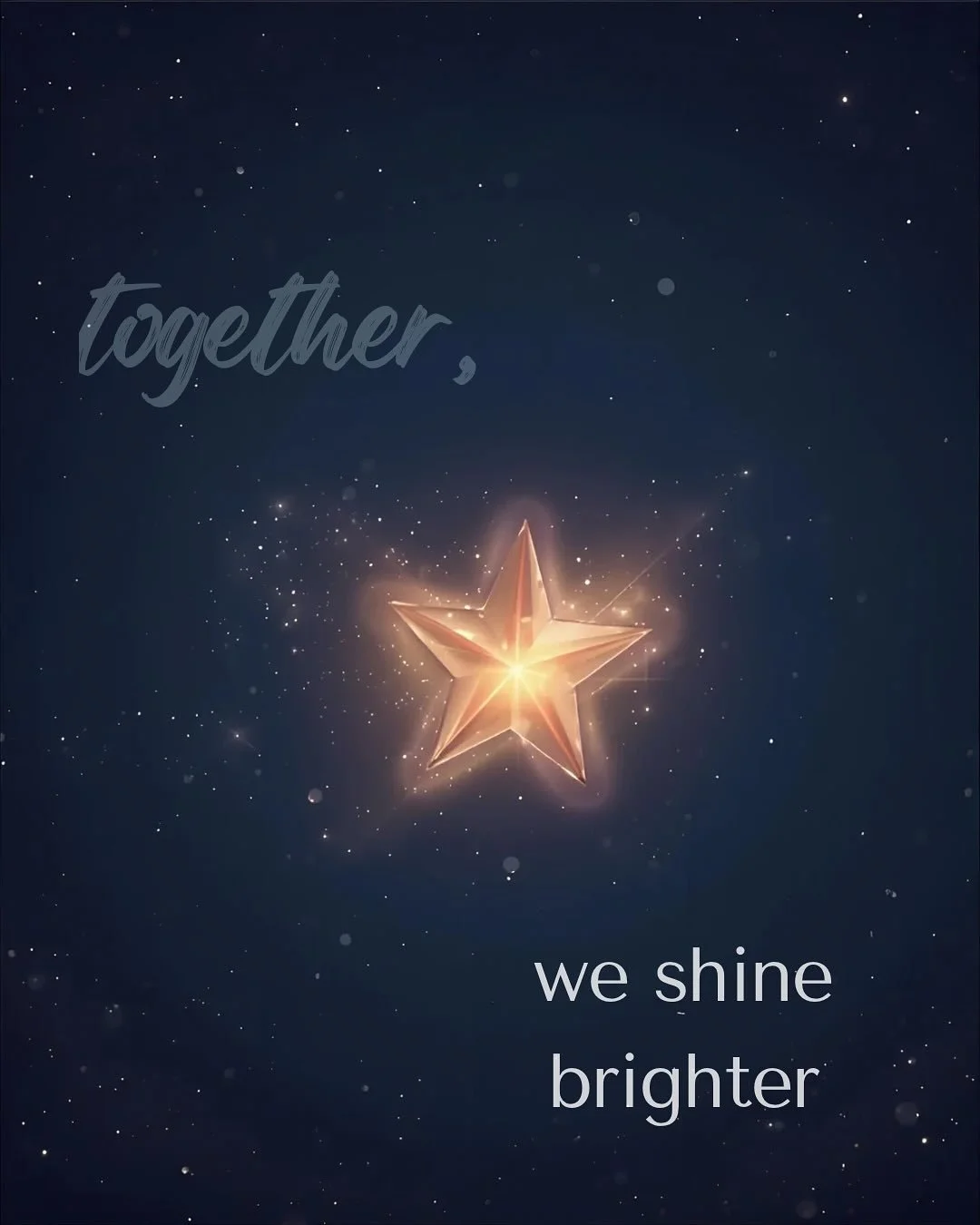 We shine brighter - together.
Simple truth.
One light is bright. Amplified by another and another and so on! 💡🔦🕯️⚡️☀️🌟

I believe confidence, joy, and laughter are outrageously required and deeply contagious.

I believe we need one another to rem