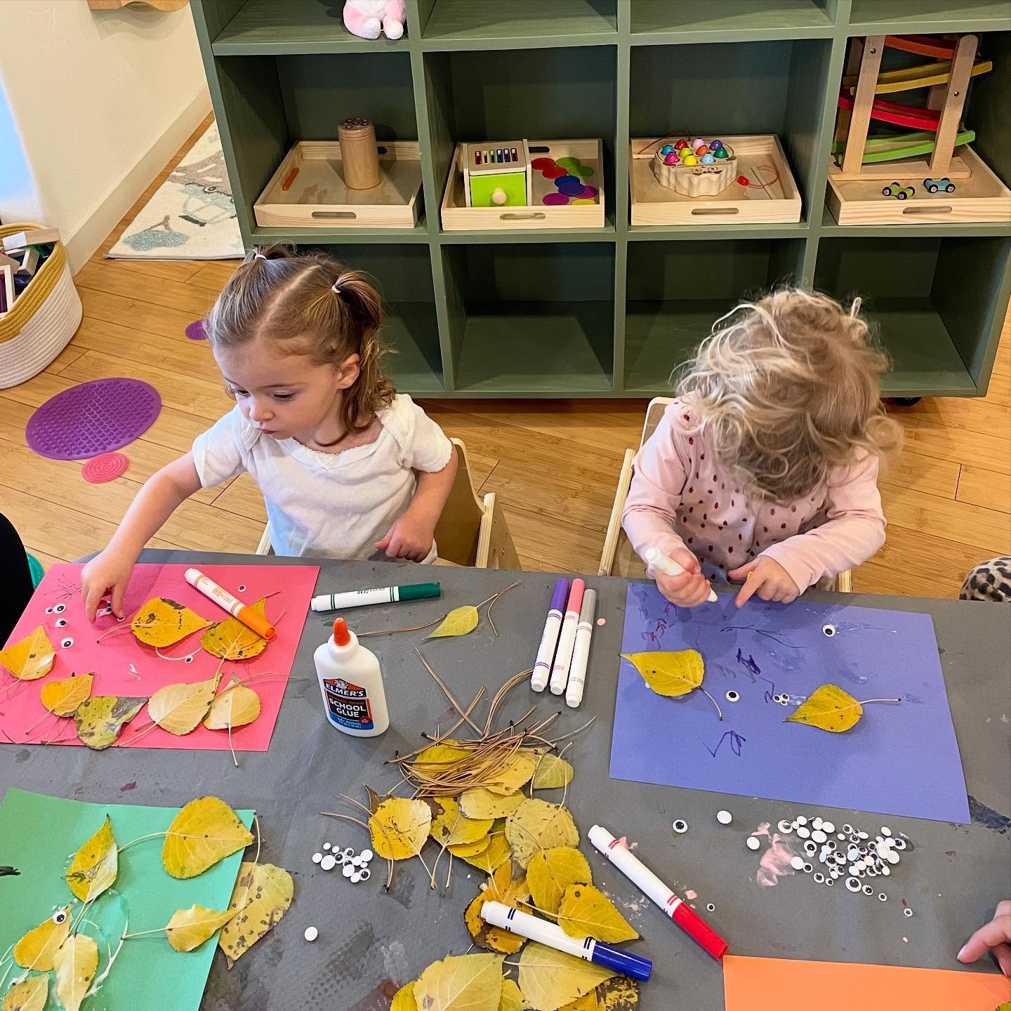 Glue is always a hit in Mini Makers!
We love process-based art because it&rsquo;s all about the experience &mdash; exploring, creating, and getting a little messy &mdash; instead of focusing on a perfect final product.

Yesterday&rsquo;s full class h