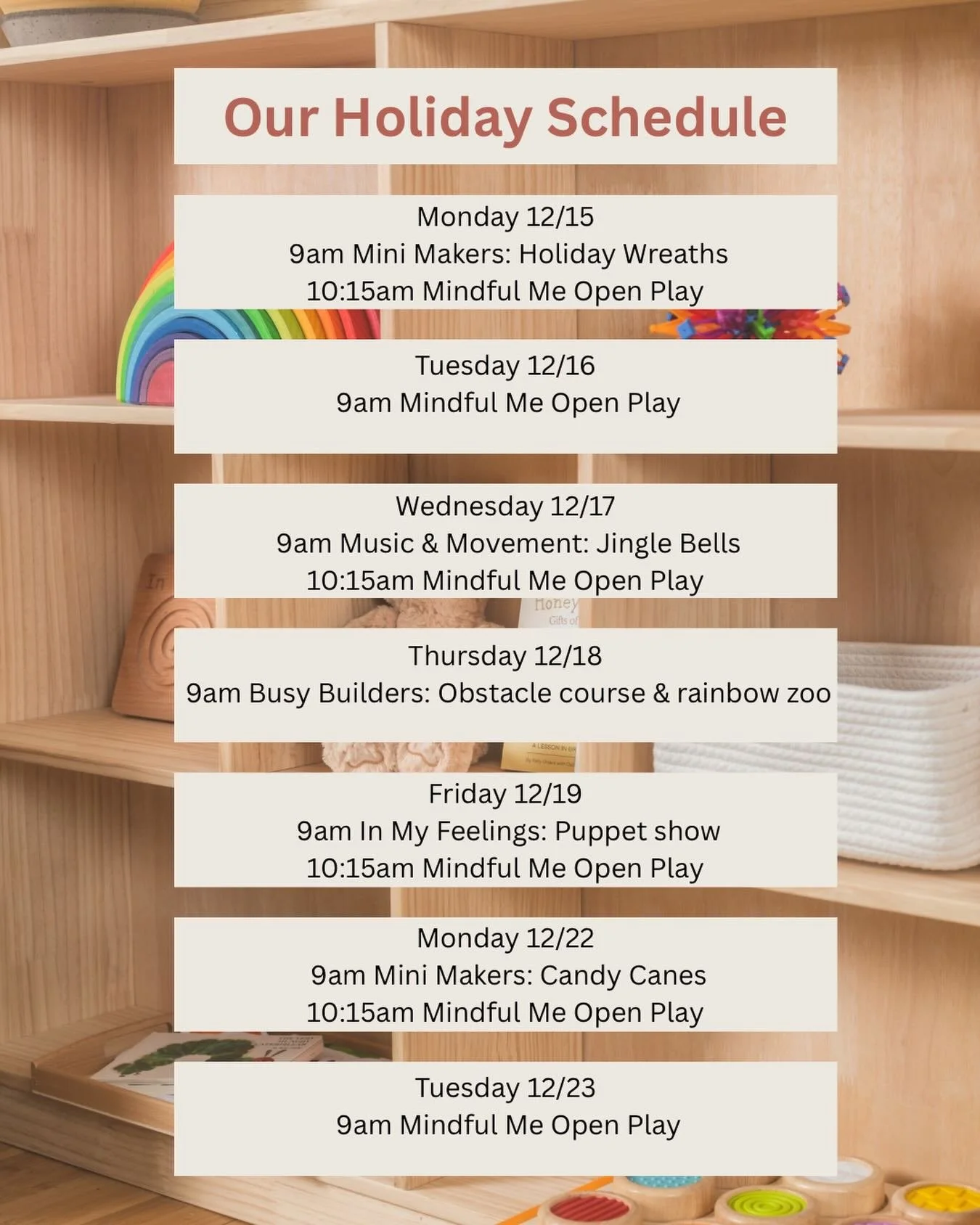 Book your Holiday play before Mindful Mike and I tuck ourselves away for a long winters rest 😁

We have been dreaming and scheming about 2026 and can&rsquo;t wait to share new classes, partnerships and fun events in the New Year.

The playhouse will