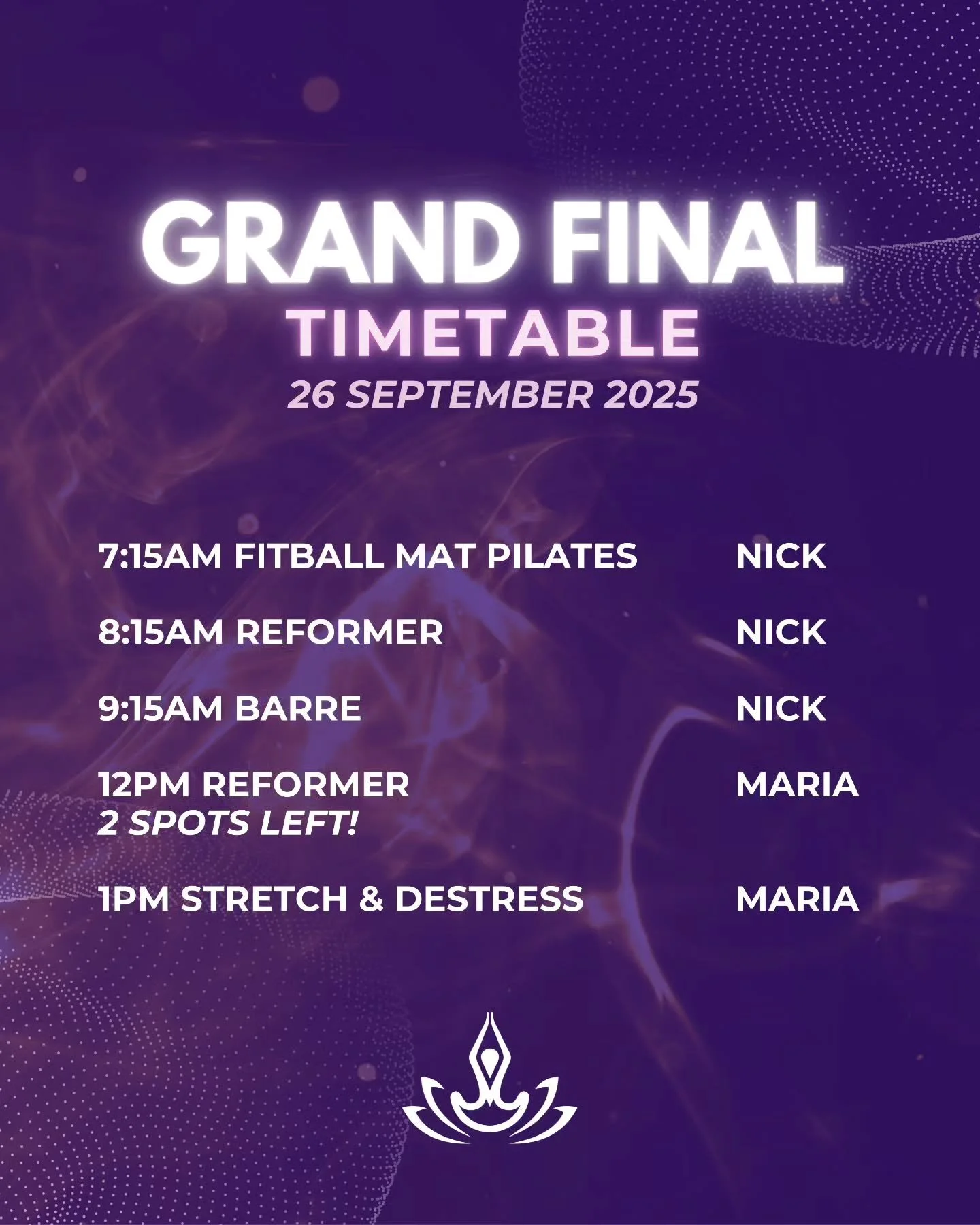 🏉&nbsp;Grand Final Friday Plans?

Got the public holiday off? We&rsquo;re OPEN this Friday and ready to give you a workout almost as tough as the boys on the field! 💪

With a special timetable this Friday 26, Sept, kick things off with&nbsp;Fitball