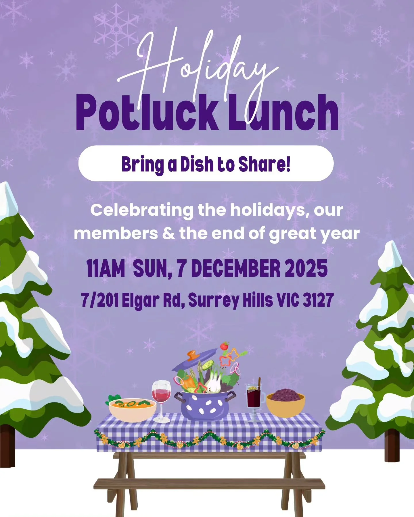 What an amazing first year it has been for Mindful Movement! We owe it all to every single person who has stepped foot through the door. To end the year and kick off the holiday season, we'd love to see all your beautiful faces for a causal Potluck l