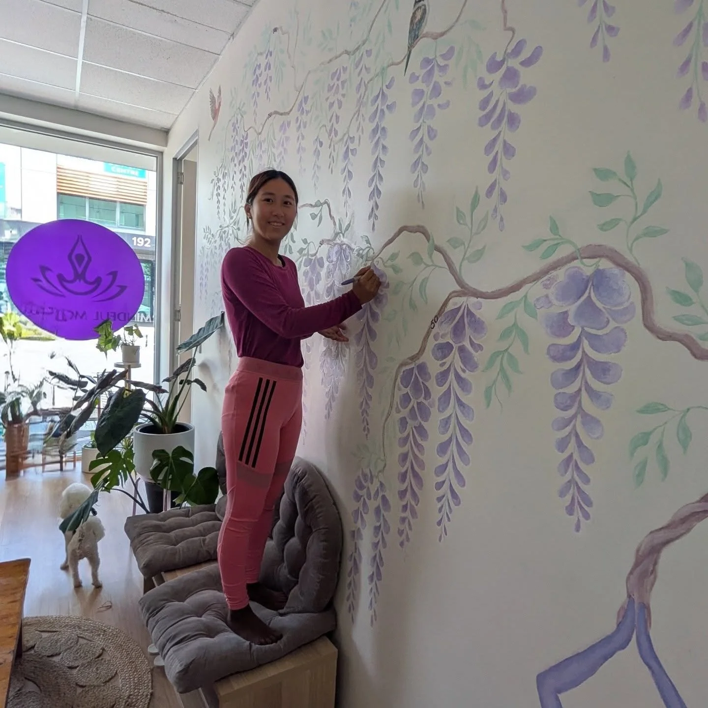 Our latest additions to our milestone wisteria -

🎉 50 club 🎉
Jolly - time to sign your own mural YAY, great achievement w 50 classes, the fabulous birds / amazing tree that everyone marvels at &amp; props for doing classes w your mum 💜
Rebecca - 