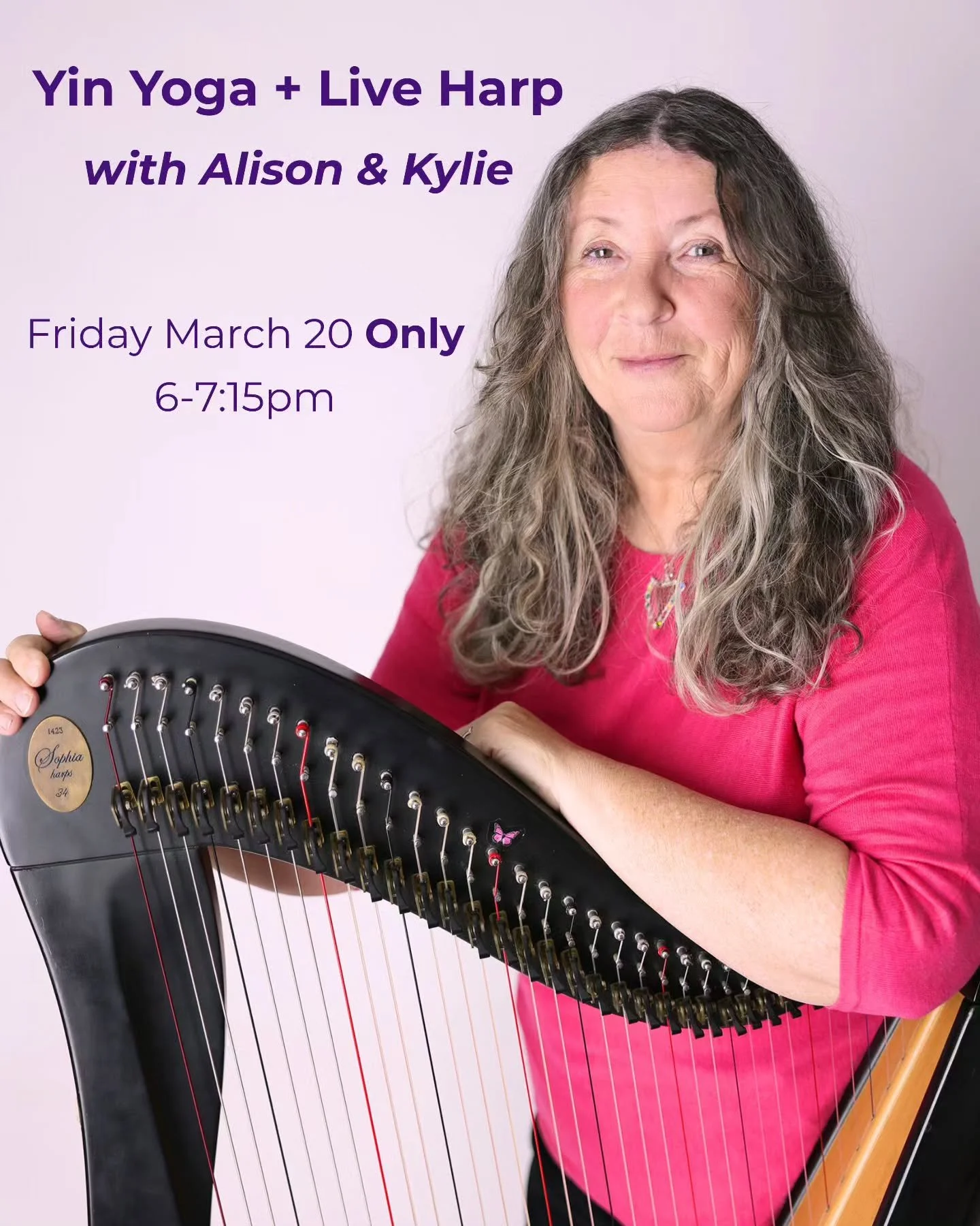 You've experienced the settling effect of harp music. Now scientifically proven, the resonance of the harp interacts with human brainwaves, creating a more mindful state. Like a massage for your brain!

On March 20, 6pm - 7:15pm, join Alison who will