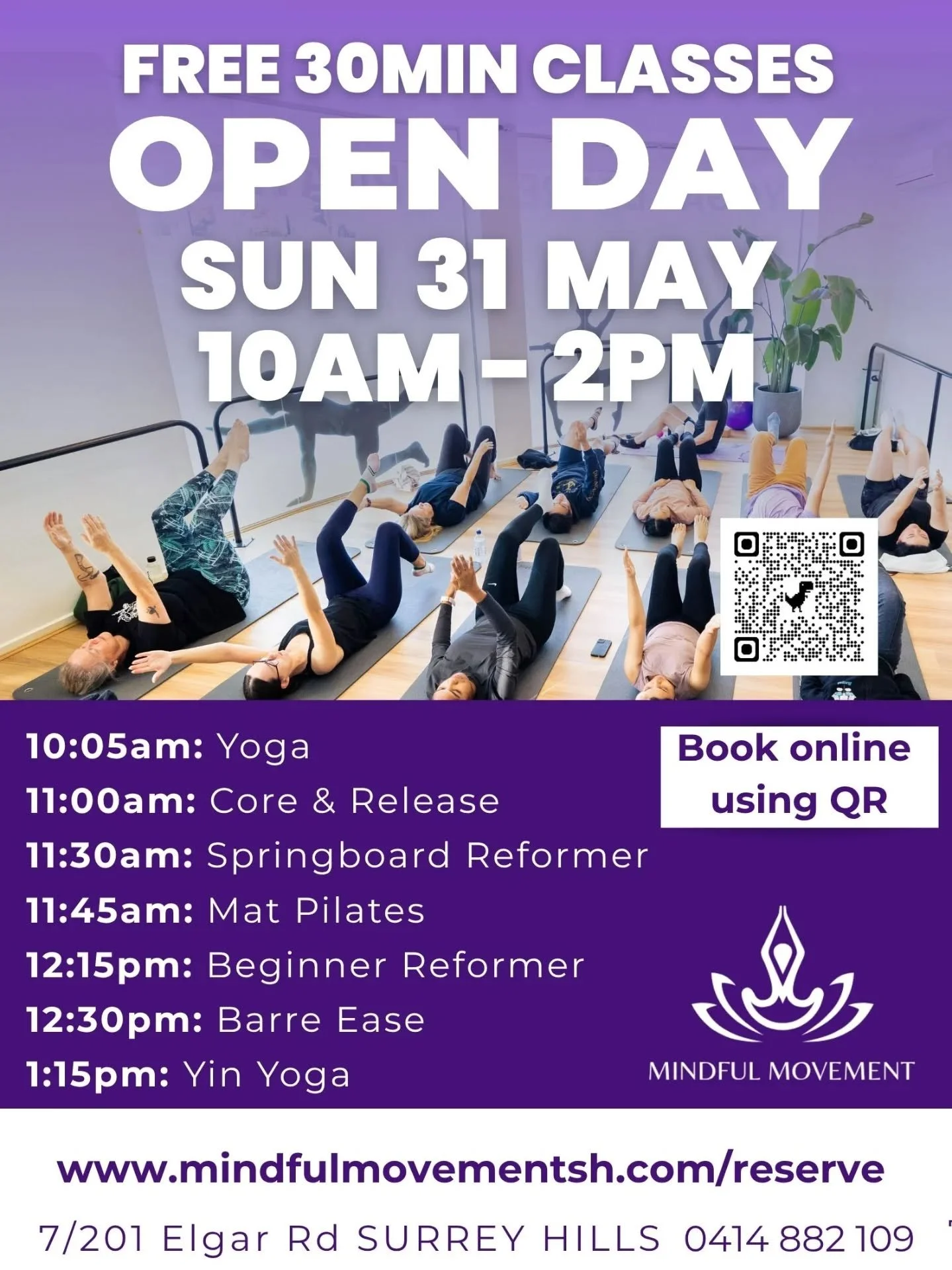 Have you booked your class for our Open Day next week? Still spots left in yoga, mat Pilates, barre ease, yin &amp; beginner reformer. 

Bring your fam, bestie &amp; friends x