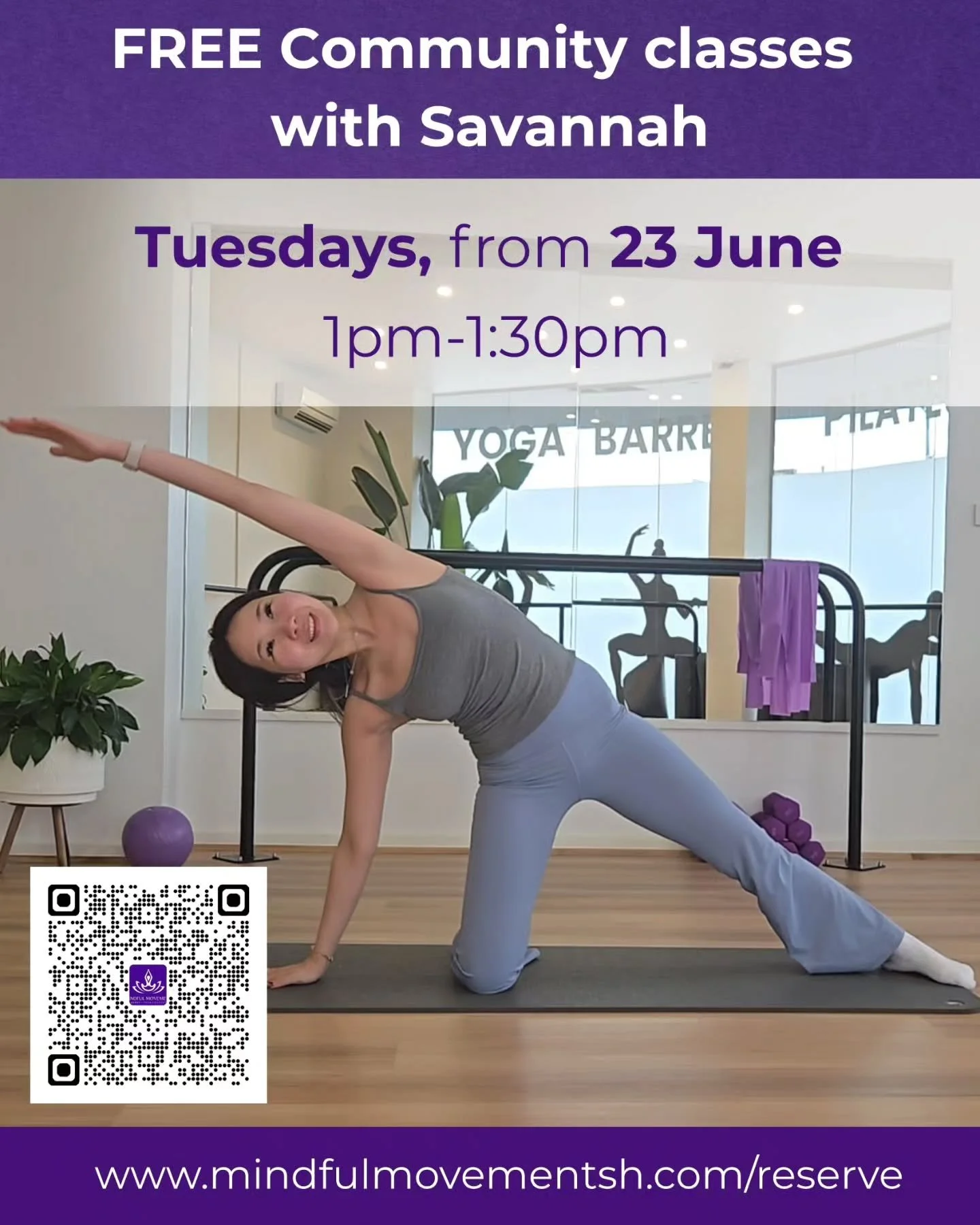 ✨ &nbsp;FREE Community Mat Pilates Classes with Savannah&nbsp;✨ 

Starting Tuesday, June 23, join us for free 30-minute Pilates sessions designed to help you move, stretch and feel your best.

🕑 10:00am&ndash;10:30am &mdash; Mat Pilates (Chinese)
🕑