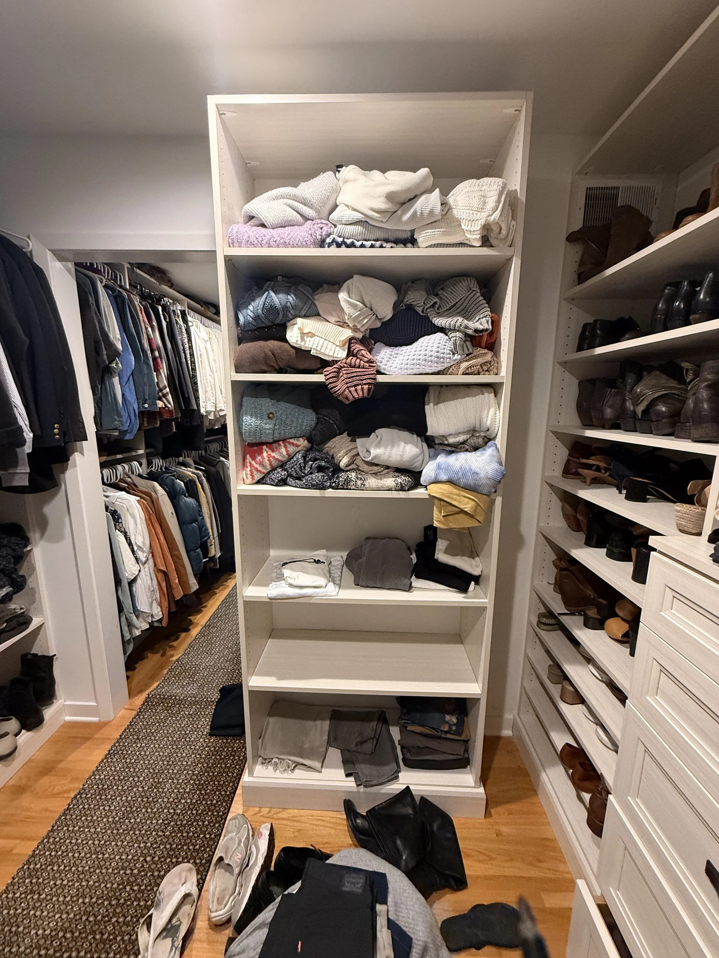 Walk-in closet organization before in Mercer County NJ